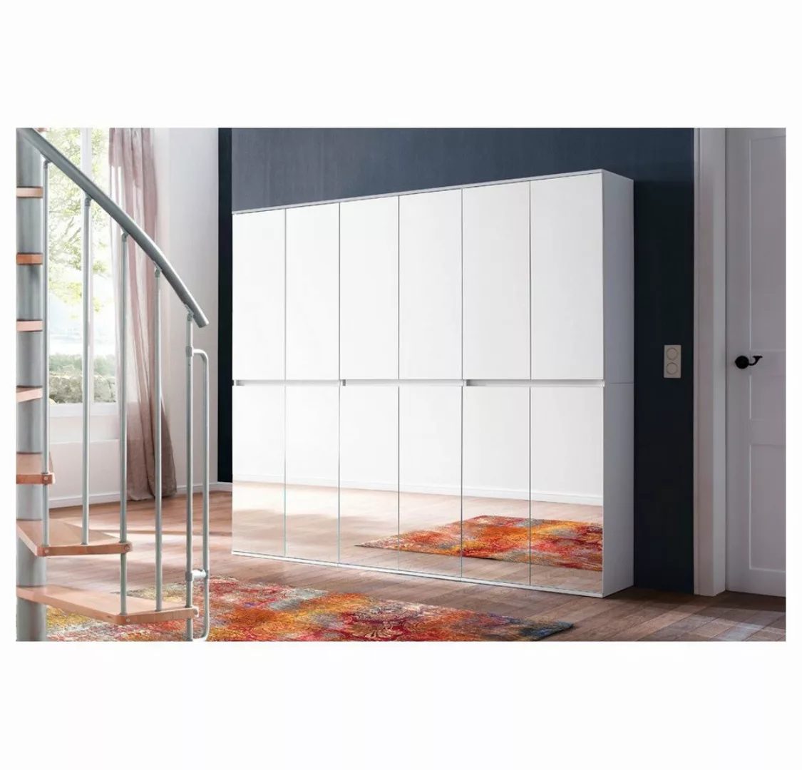 Lomadox Garderobenschrank MAIA-19 Großer mit Spiegeltüren in weiß, B/H/T: c günstig online kaufen