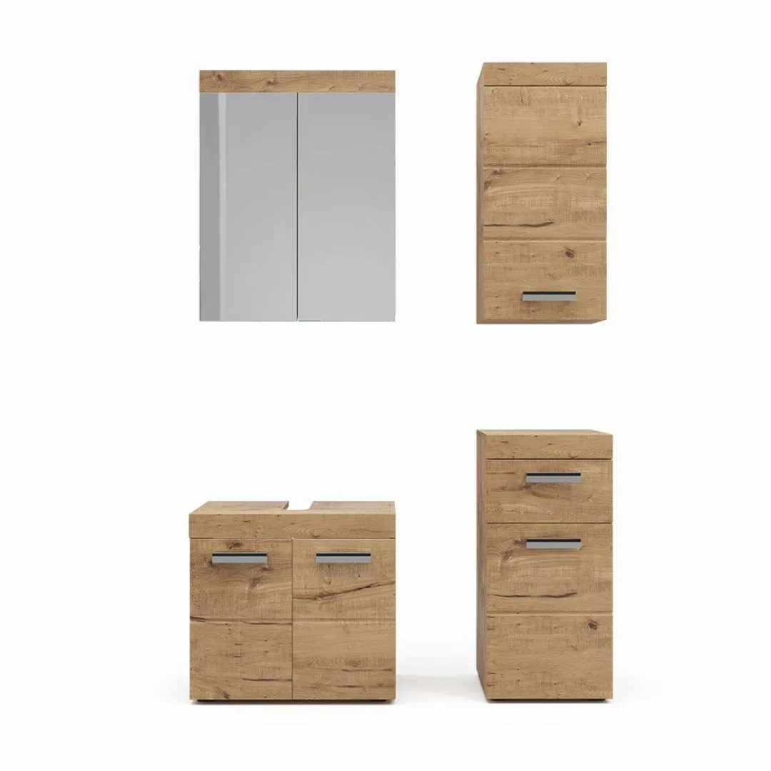 Vicco Badmöbel-Set Luna, Eiche, 4 Teile, günstig online kaufen