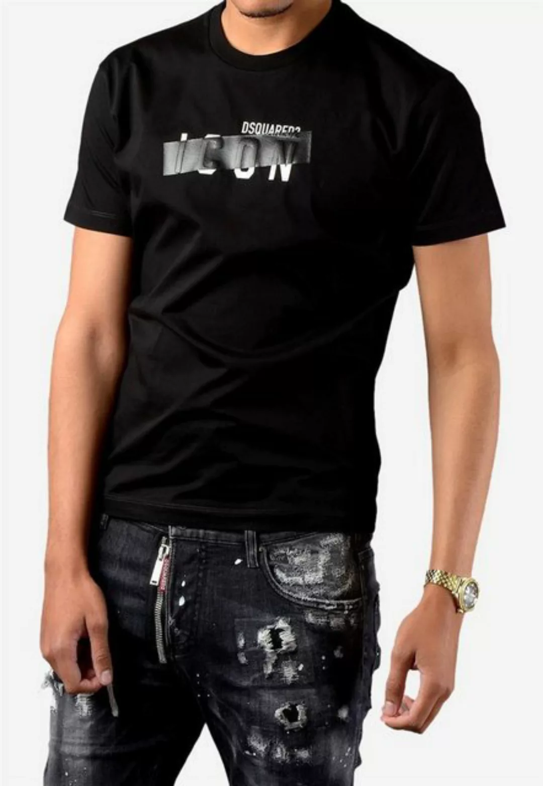 Dsquared2 Print-Shirt Dsquared2 Be Icon Tape T-Shirt Black günstig online kaufen