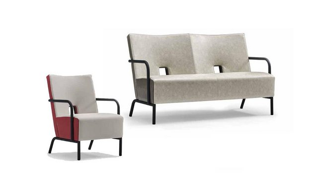 JVmoebel Sofa Sofagarnitur 2+1 Sitzer in Leder Wohnzimmer set modernes Desi günstig online kaufen