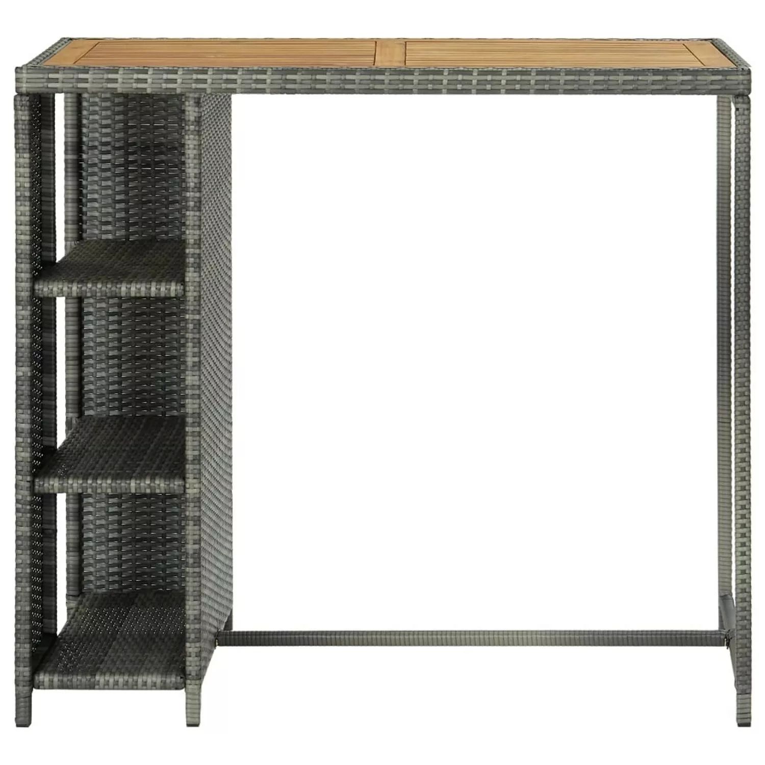 Bartisch Mit Regal Grau 120x60x110 Cm Poly Rattan günstig online kaufen