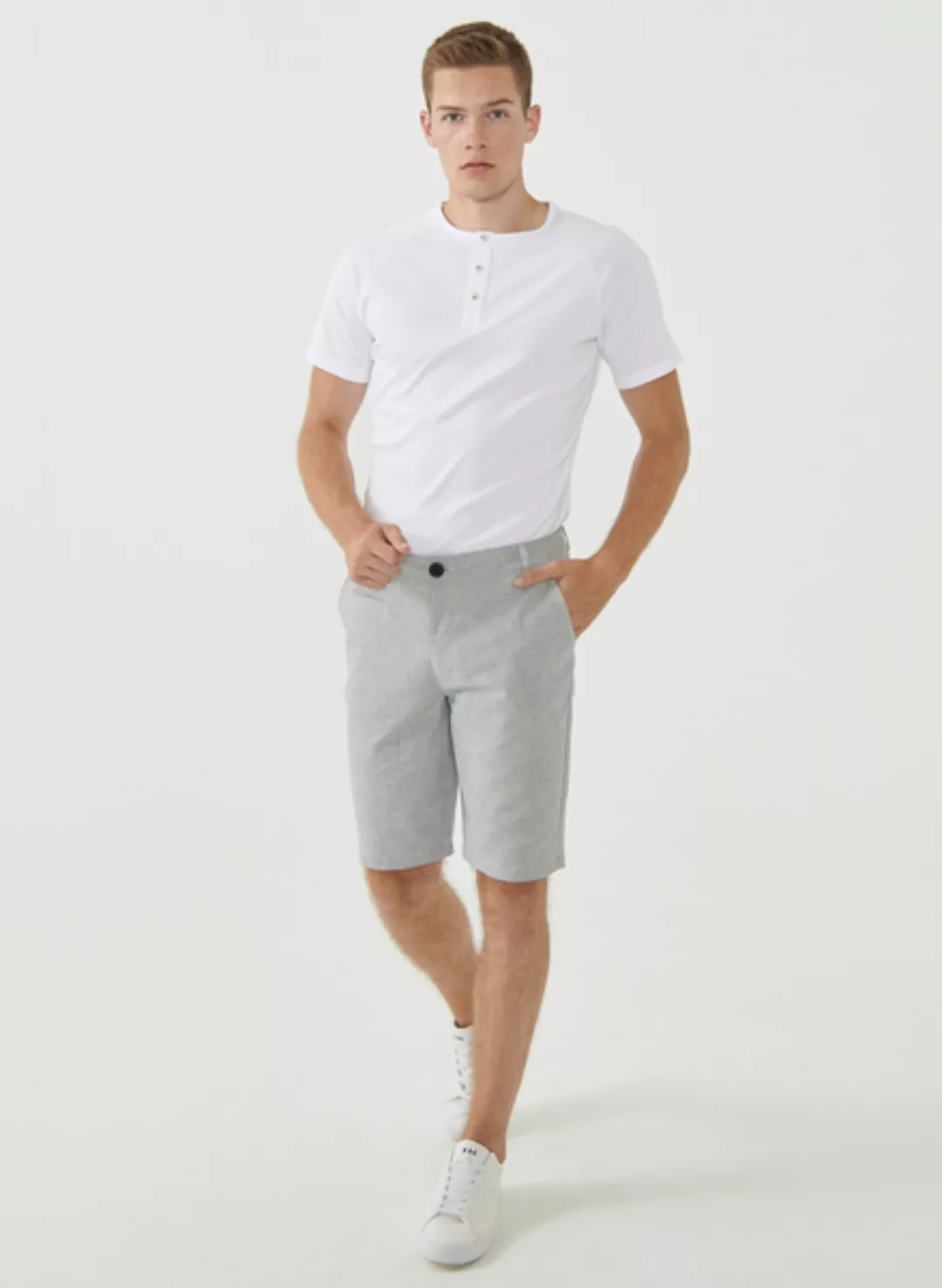 Slim Chino-shorts Aus Bio-baumwolle Mit Streifenmuster günstig online kaufen