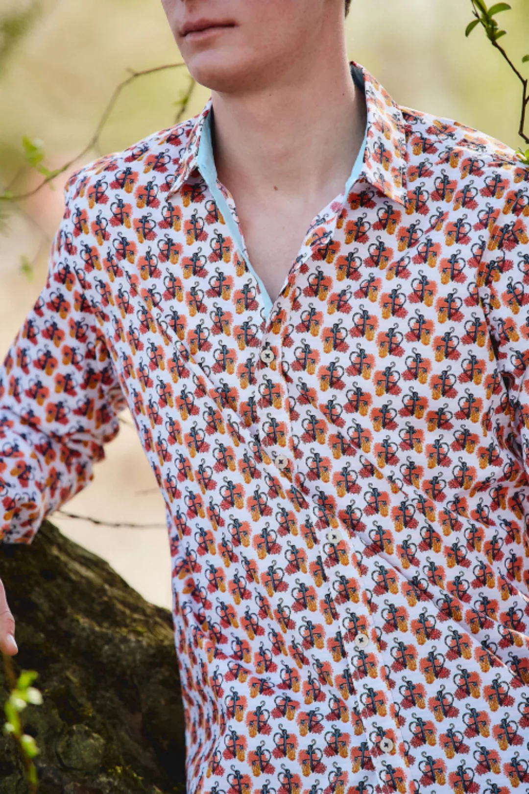 Shirt mit coolem Anker-Alloverprint - Stretch günstig online kaufen