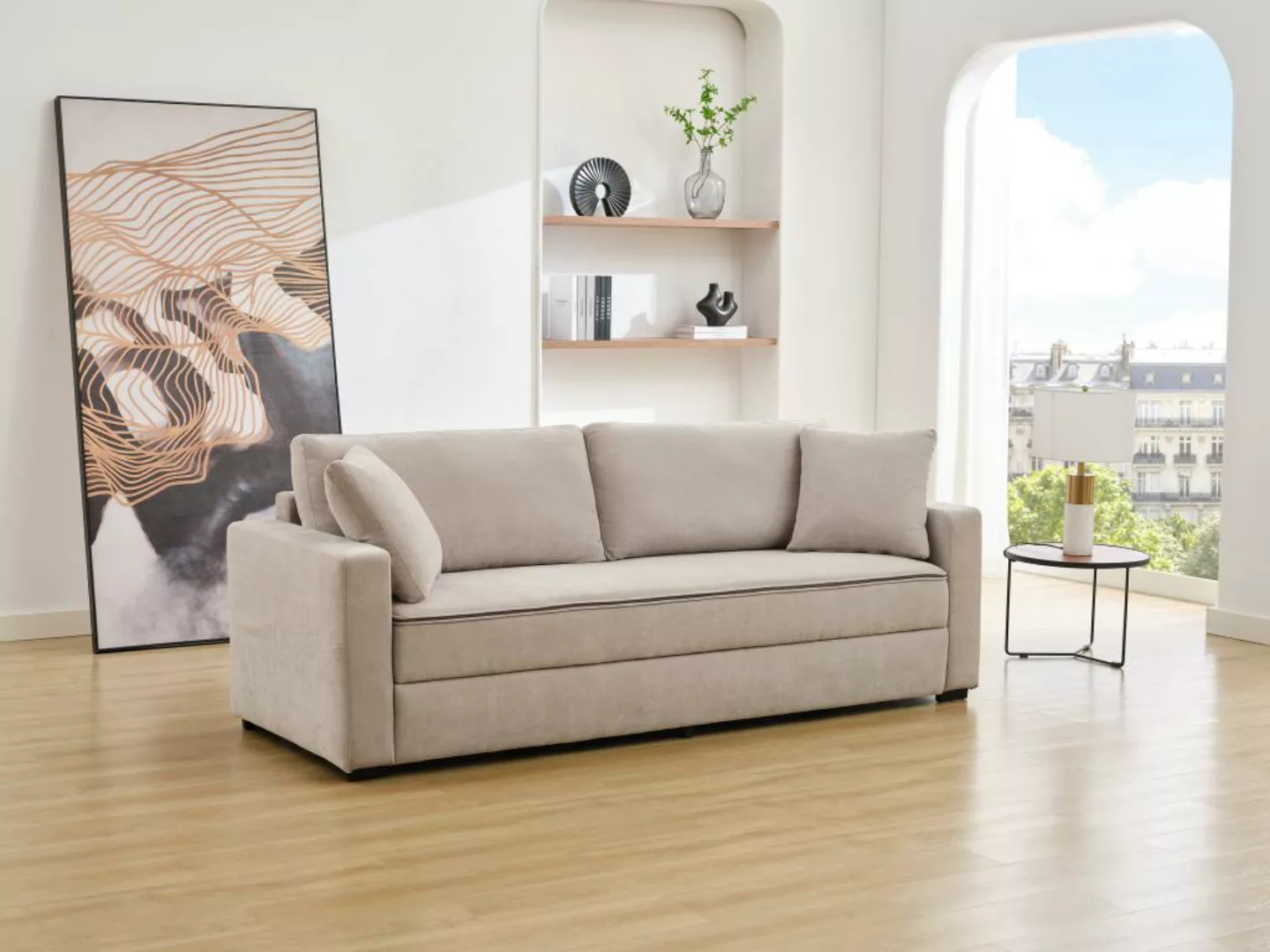 Sofa mit Schlaffunktion 3-Sitzer - Sitzfläche mit Memory Schaum - Stoff - B günstig online kaufen