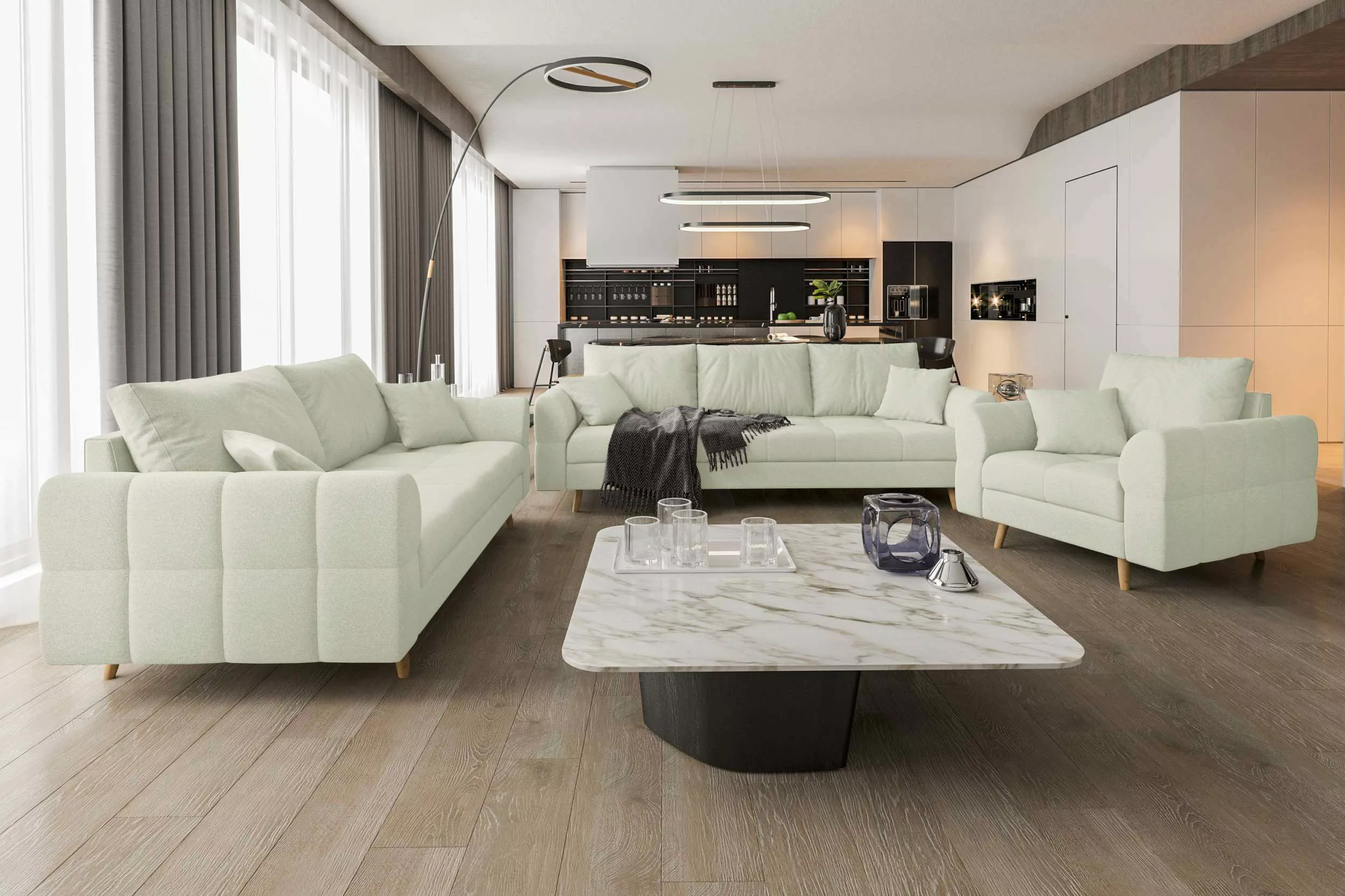 99rooms Polstergarnitur Bello, (Couchgarnitur, Set (3-tlg), günstig online kaufen