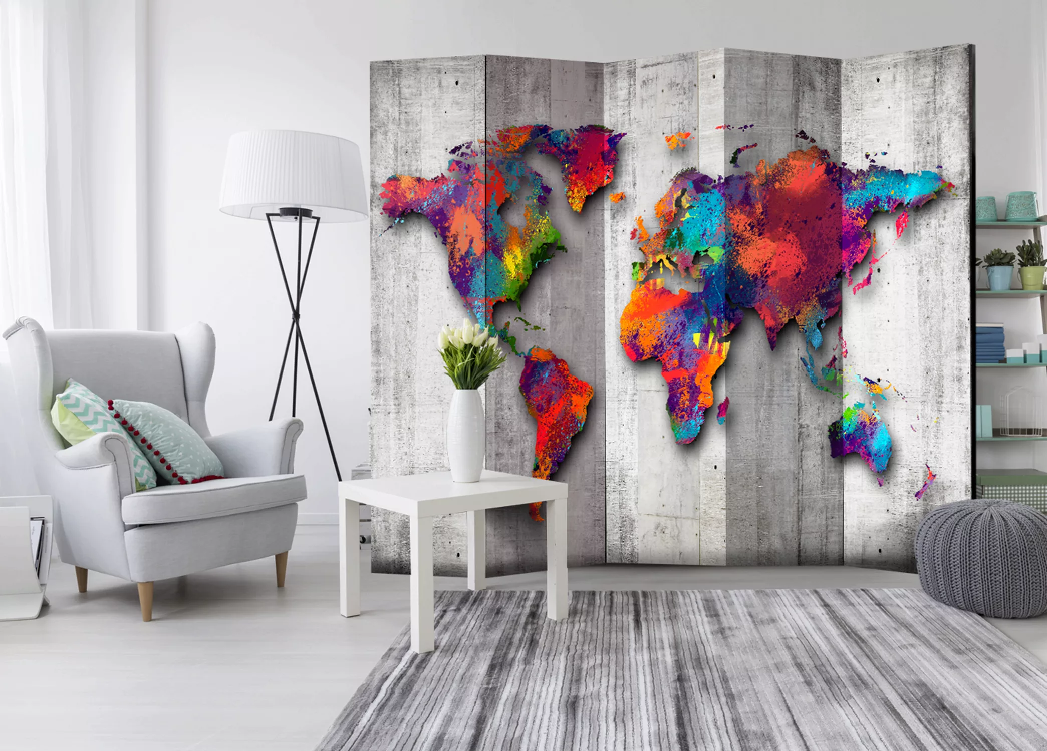 5-teiliges Paravent - Concrete World [room Dividers] günstig online kaufen