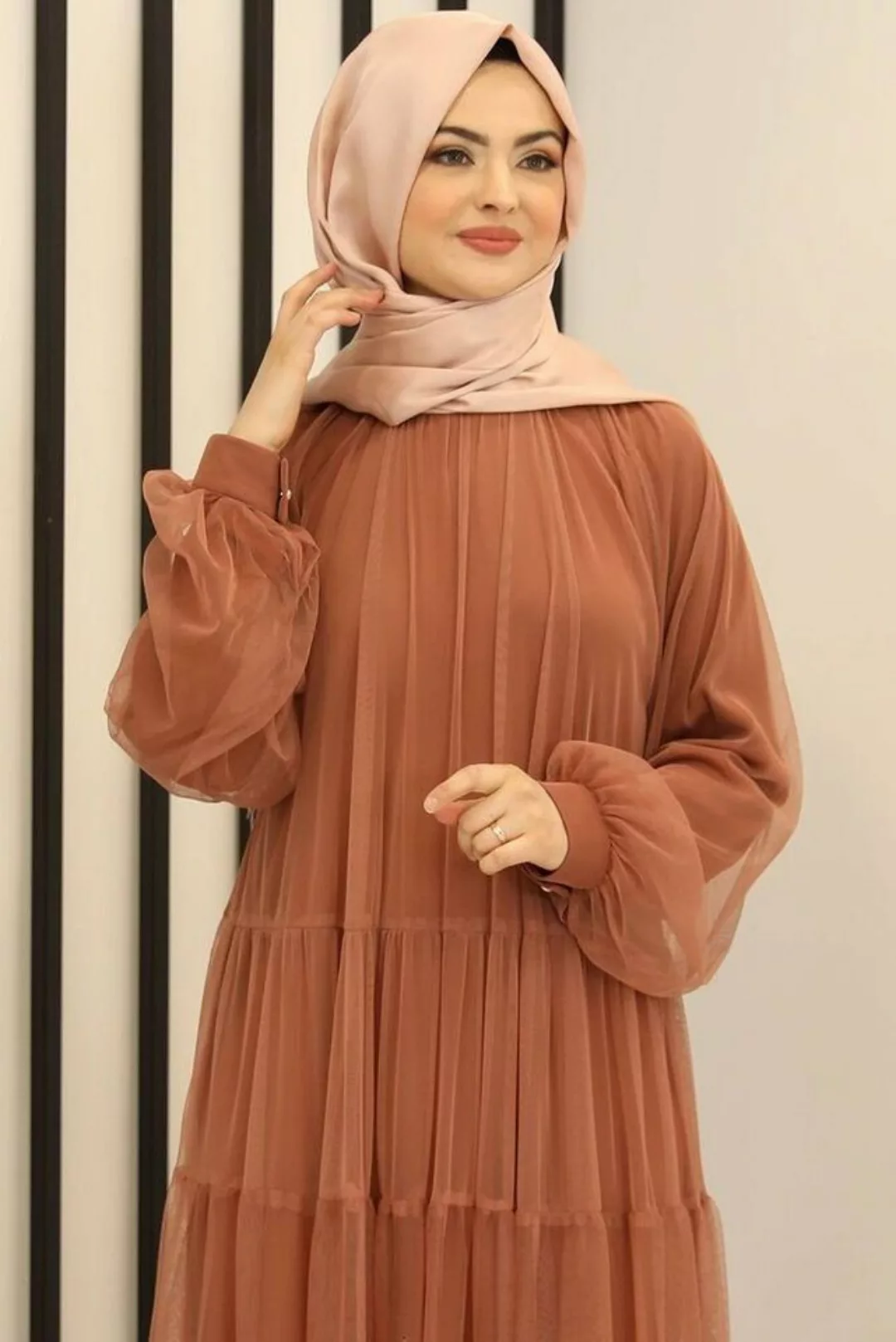 Modavitrini Tüllkleid Abendkleid aus gepunktetem Tüll Hijab Kleid Abiye Aba günstig online kaufen