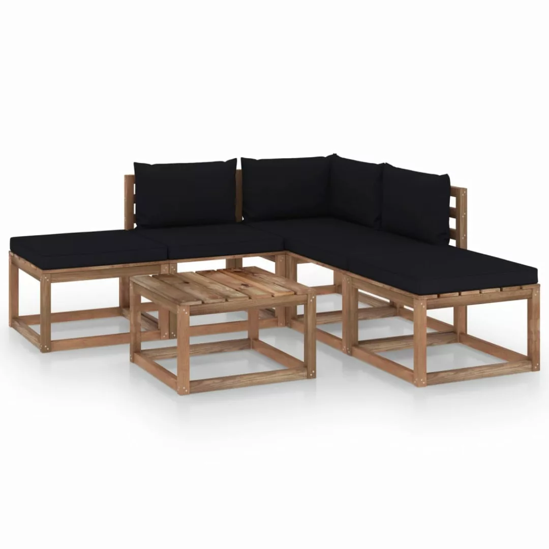 6-tlg. Garten-lounge-set Mit Schwarzen Kissen günstig online kaufen