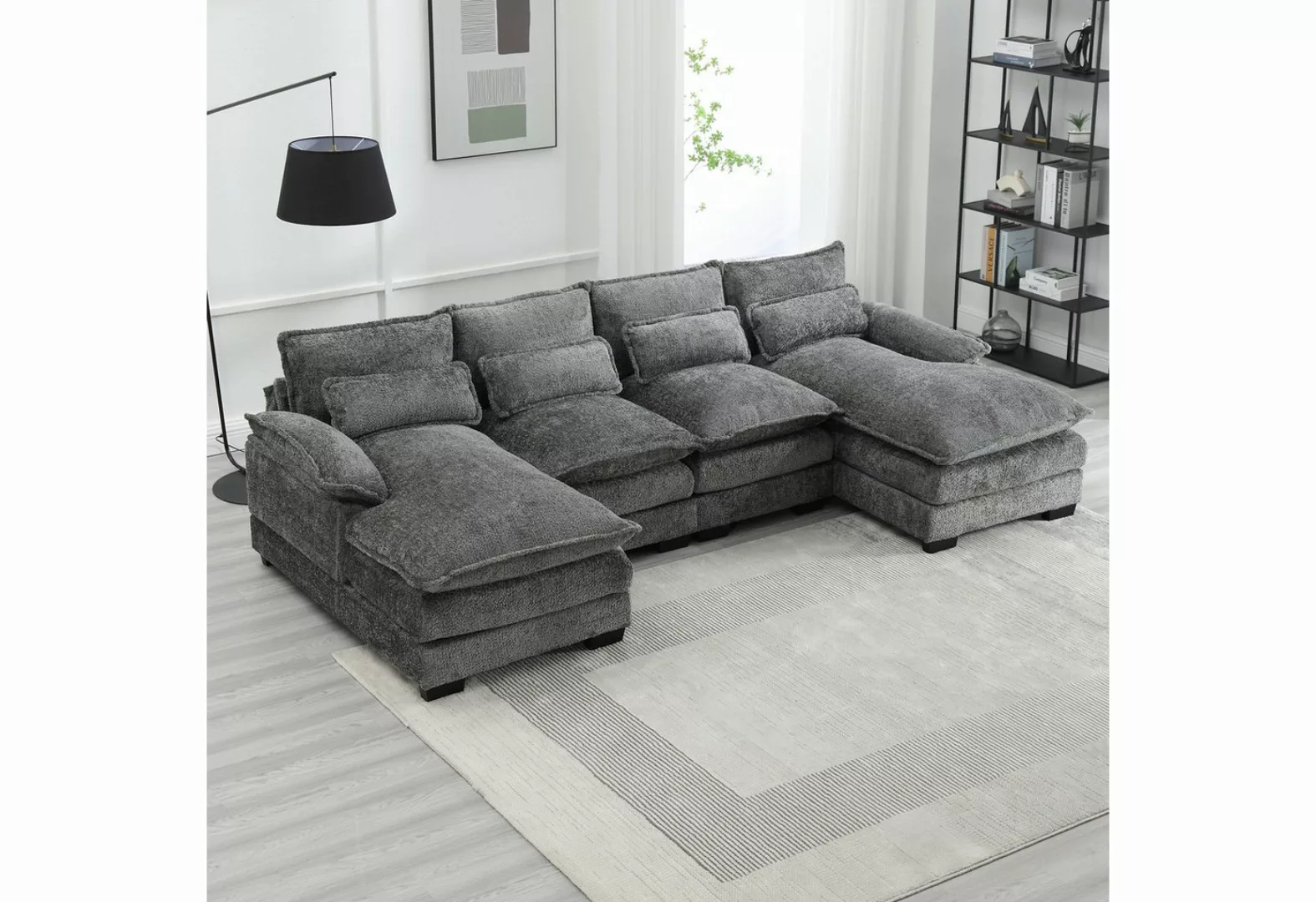 HAUSS SPOLE Ecksofa 4-Sitzer-Schlafsofa Big Sofa Sitzgruppe mit 4 Lendenkis günstig online kaufen