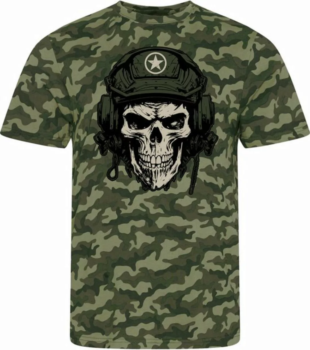 Baddery Print-Shirt US Army Shirt: "Tank Skull" - USA Camouflage T-Shirt Mä günstig online kaufen