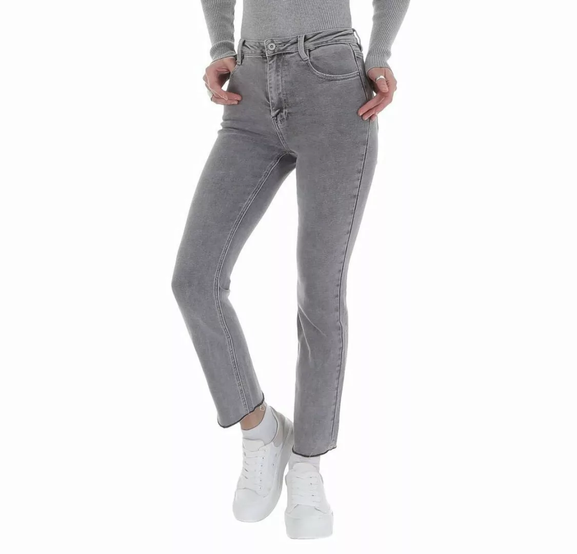 Ital-Design 7/8-Jeans Damen Freizeit Used-Look Stretch Bootcut Jeans in Gra günstig online kaufen