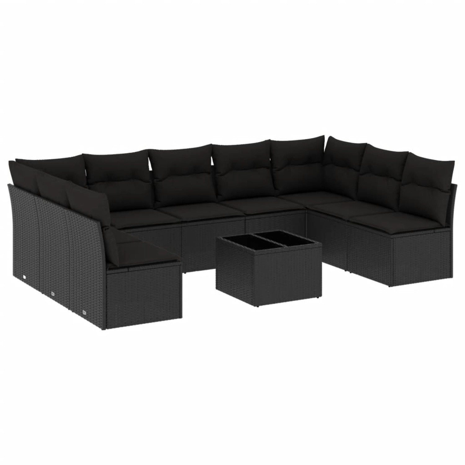 vidaXL 10-tlg Garten-Sofagarnitur mit Kissen Schwarz Poly Rattan Modell 4 günstig online kaufen