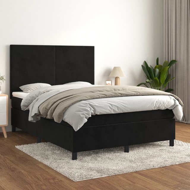 vidaXL Bettgestell Boxspringbett mit Matratze Schwarz 140x200 cm Samt Bett günstig online kaufen