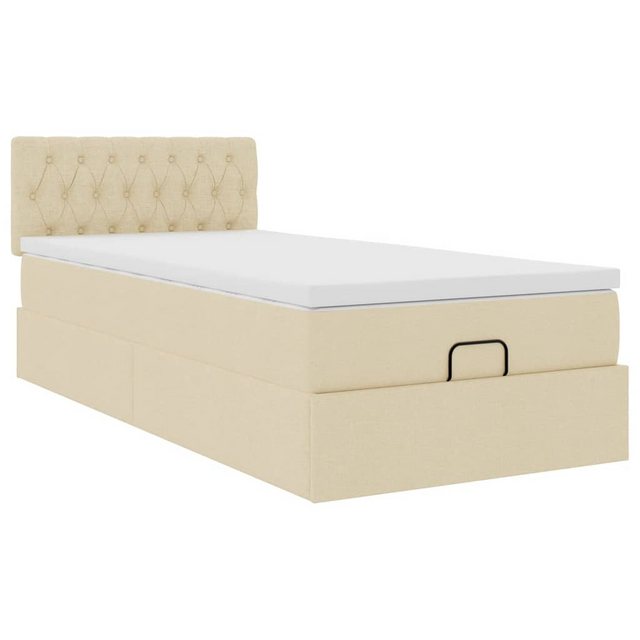 vidaXL Bett Ottoman-Bett mit Matratze Creme 90x200 cm Stoff günstig online kaufen