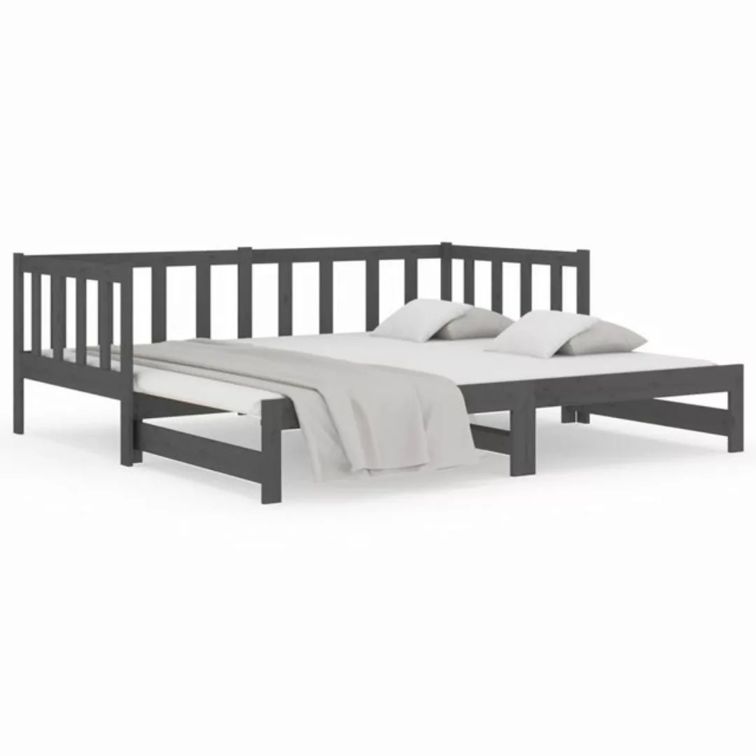 vidaXL Gästebett Tagesbett Ausziehbar Grau 2x90x190 cm Massivholz Kiefer Be günstig online kaufen