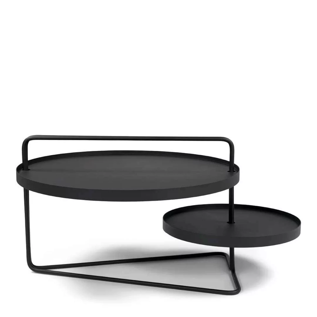 Stahl Wohnzimmertisch in Schwarz runden Tischplatten günstig online kaufen