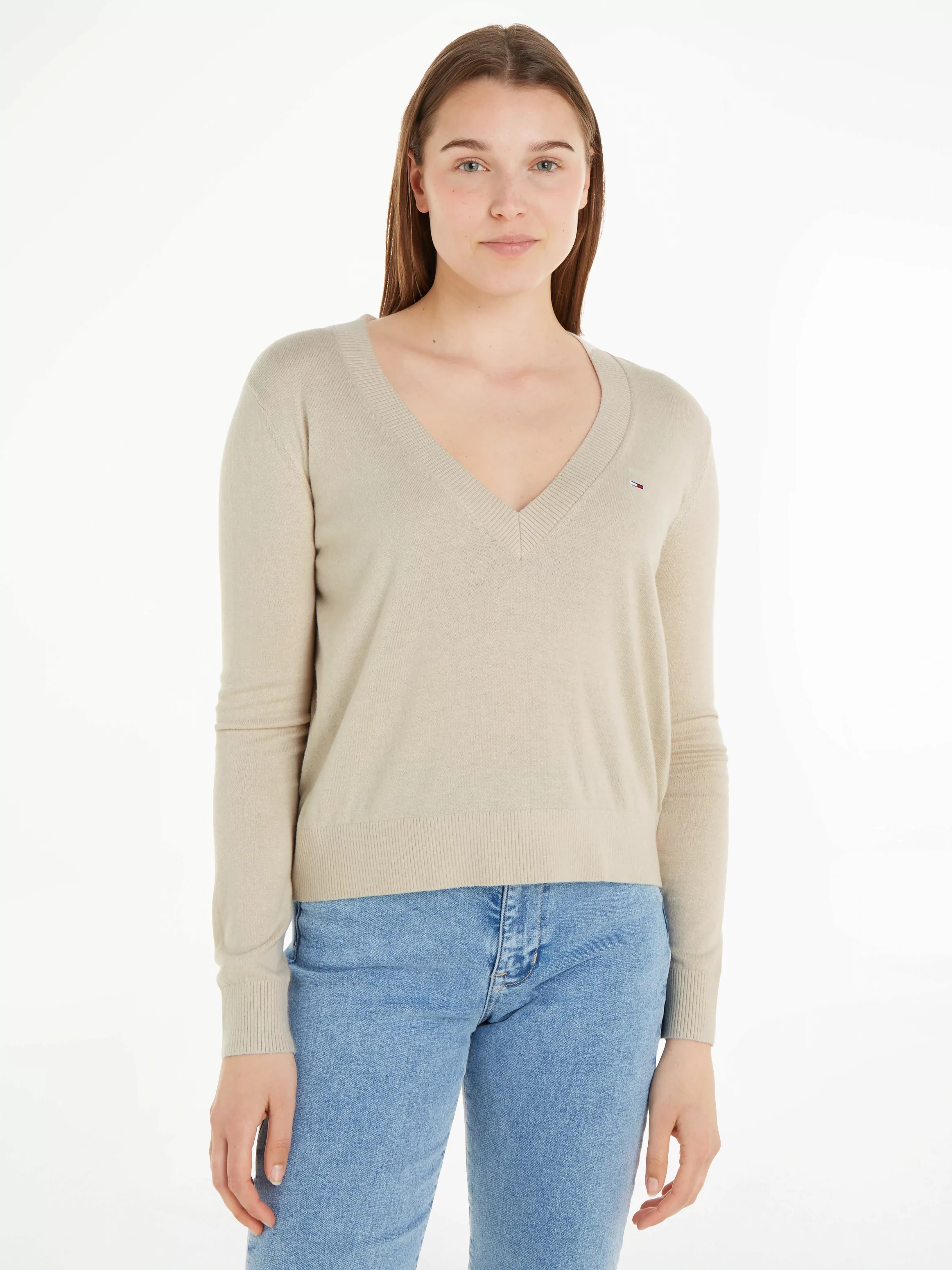 Tommy Jeans V-Ausschnitt-Pullover "TJW ESSENTIAL VNECK SWEATER EXT", mit Lo günstig online kaufen