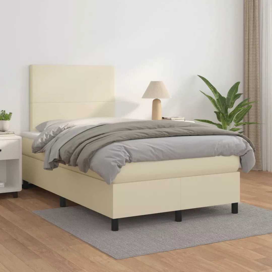 Vidaxl Boxspringbett Mit Matratze Creme 120x200 Cm Kunstleder günstig online kaufen