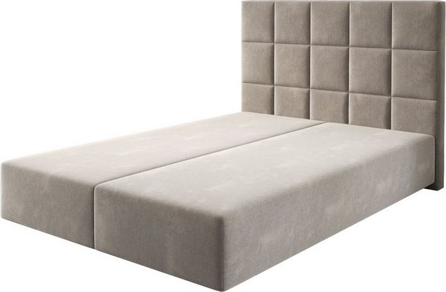 DELIFE Boxspringbett Dream-Fine, Mikrofaser Beige 140x200 cm günstig online kaufen