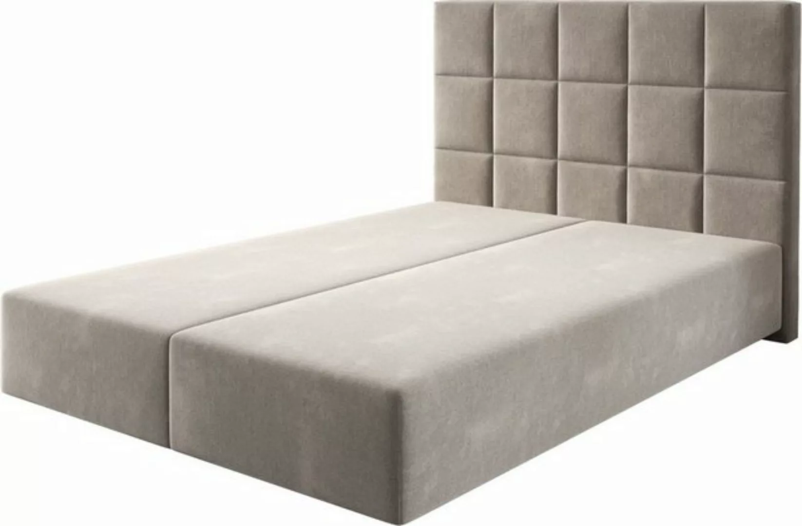 DELIFE Boxspringbett Dream-Fine, Mikrofaser Beige 140x200 cm günstig online kaufen