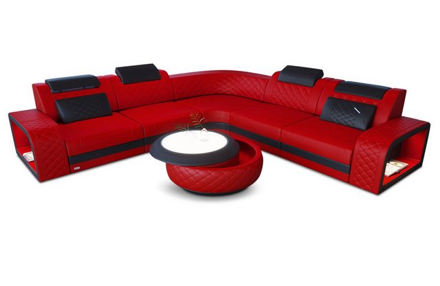 Sofa Dreams Ecksofa Leder Couch Sofa Foggia L Form Ledersofa, mit LED, vers günstig online kaufen