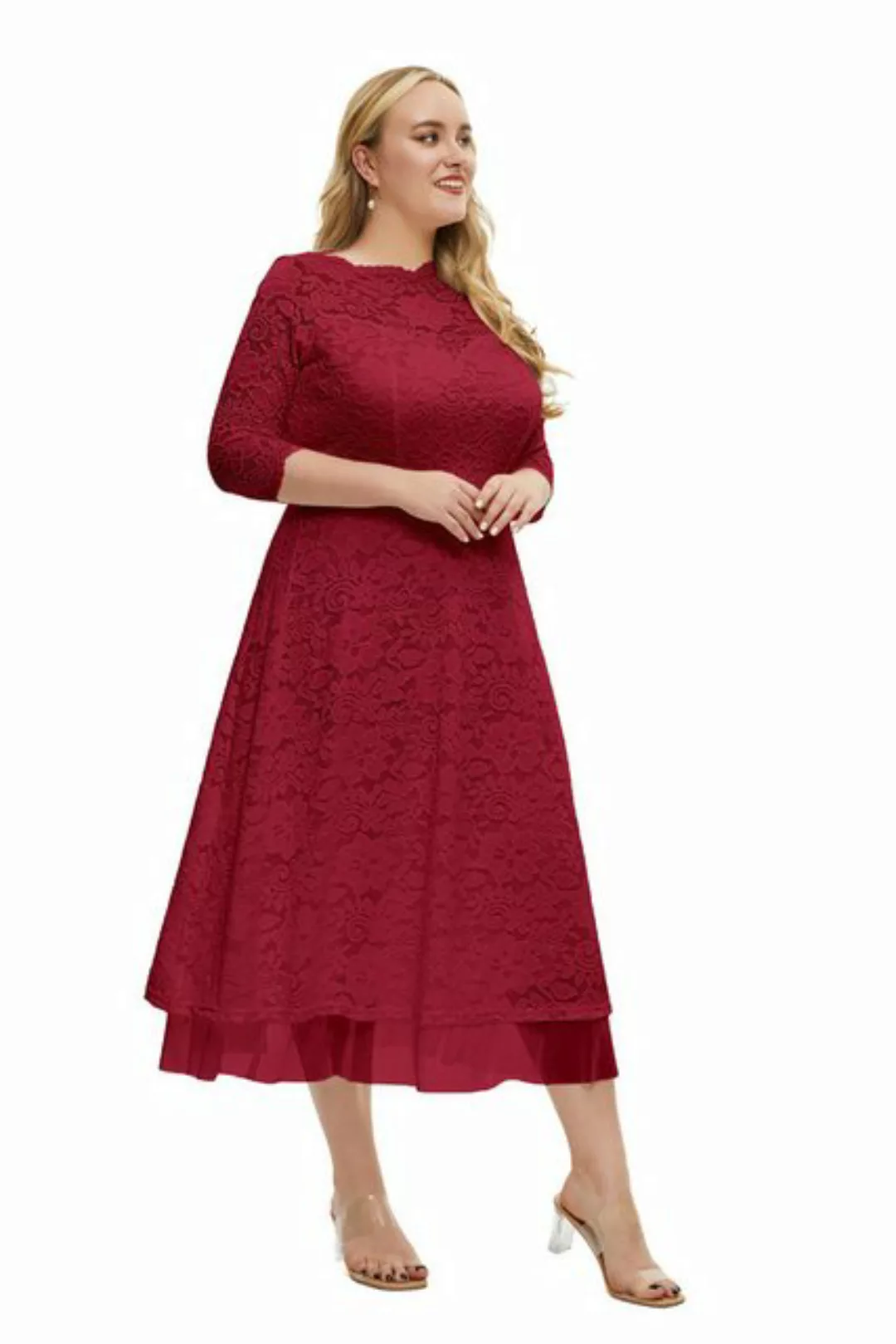 jalleria Dirndl Abendkleid Große Größen mit Spitze Halbarm Kleid günstig online kaufen