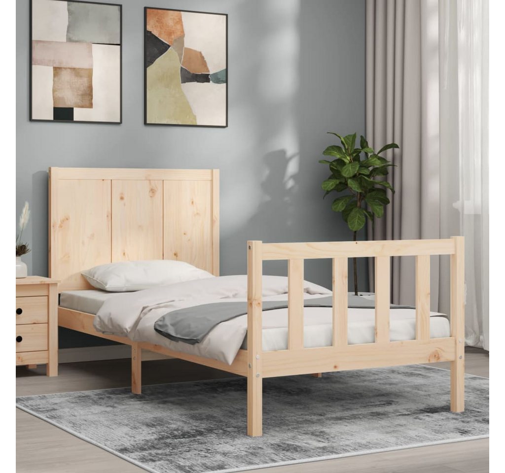 vidaXL Bettgestell Massivholzbett mit Kopfteil 100x200 cm Bett Bettgestell günstig online kaufen