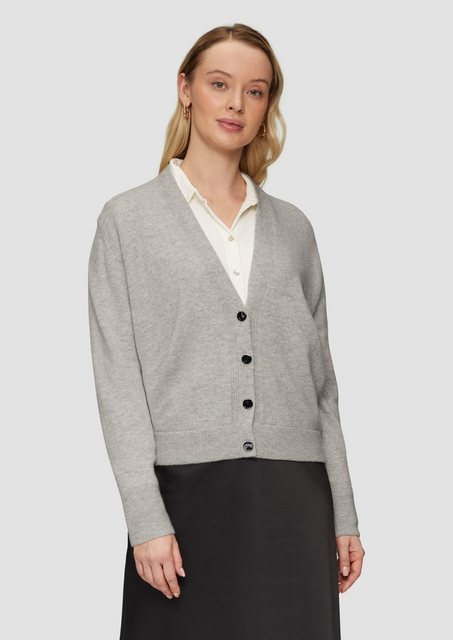 s.Oliver BLACK LABEL Strickjacke Strickjacke aus Kaschmirmix Rippbündchen günstig online kaufen