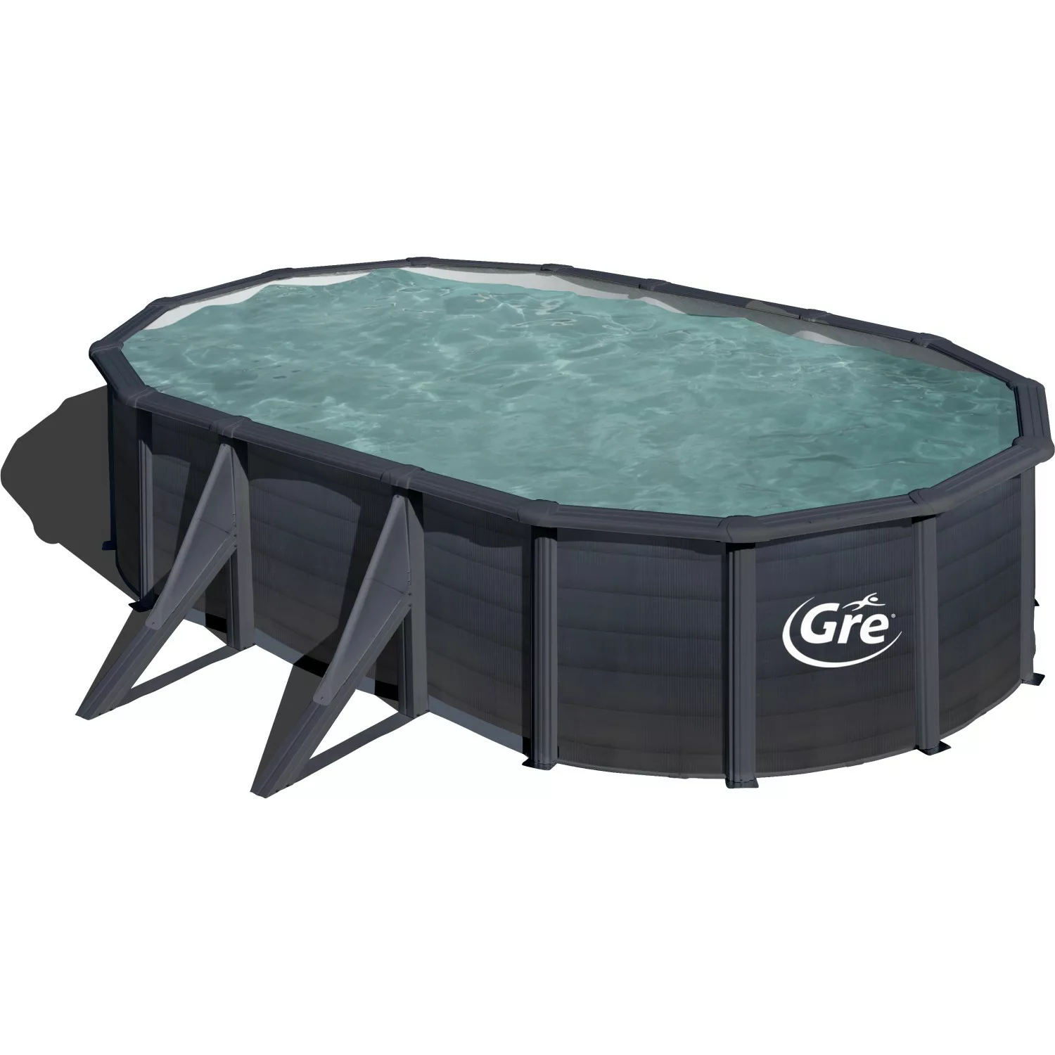 Gre Stahlwand-Pool Kea 500 cm x 300 cm x 120 cm Oval Graphit günstig online kaufen