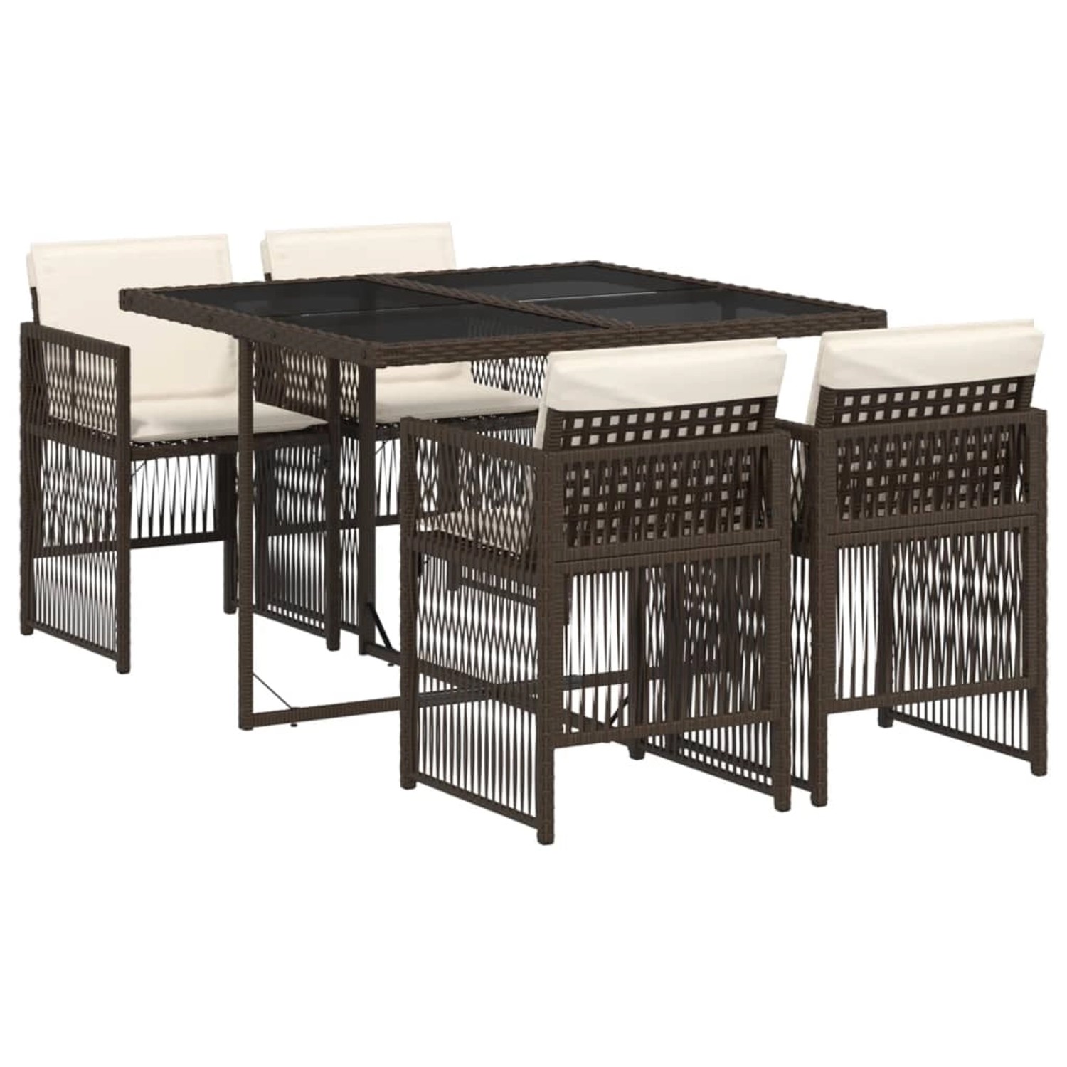 vidaXL 5-Tlg Garten-Essgruppe mit Kissen Braun Poly Rattan 3210897 günstig online kaufen
