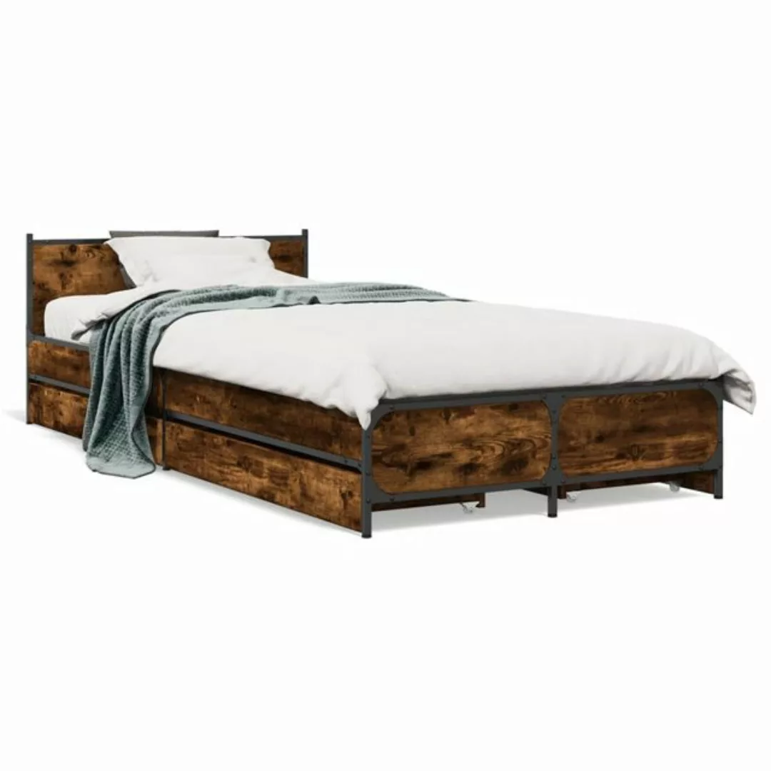 vidaXL Bett Bettgestell mit Schubladen Sonoma-Eiche 100x200cm Holzwerkstoff günstig online kaufen