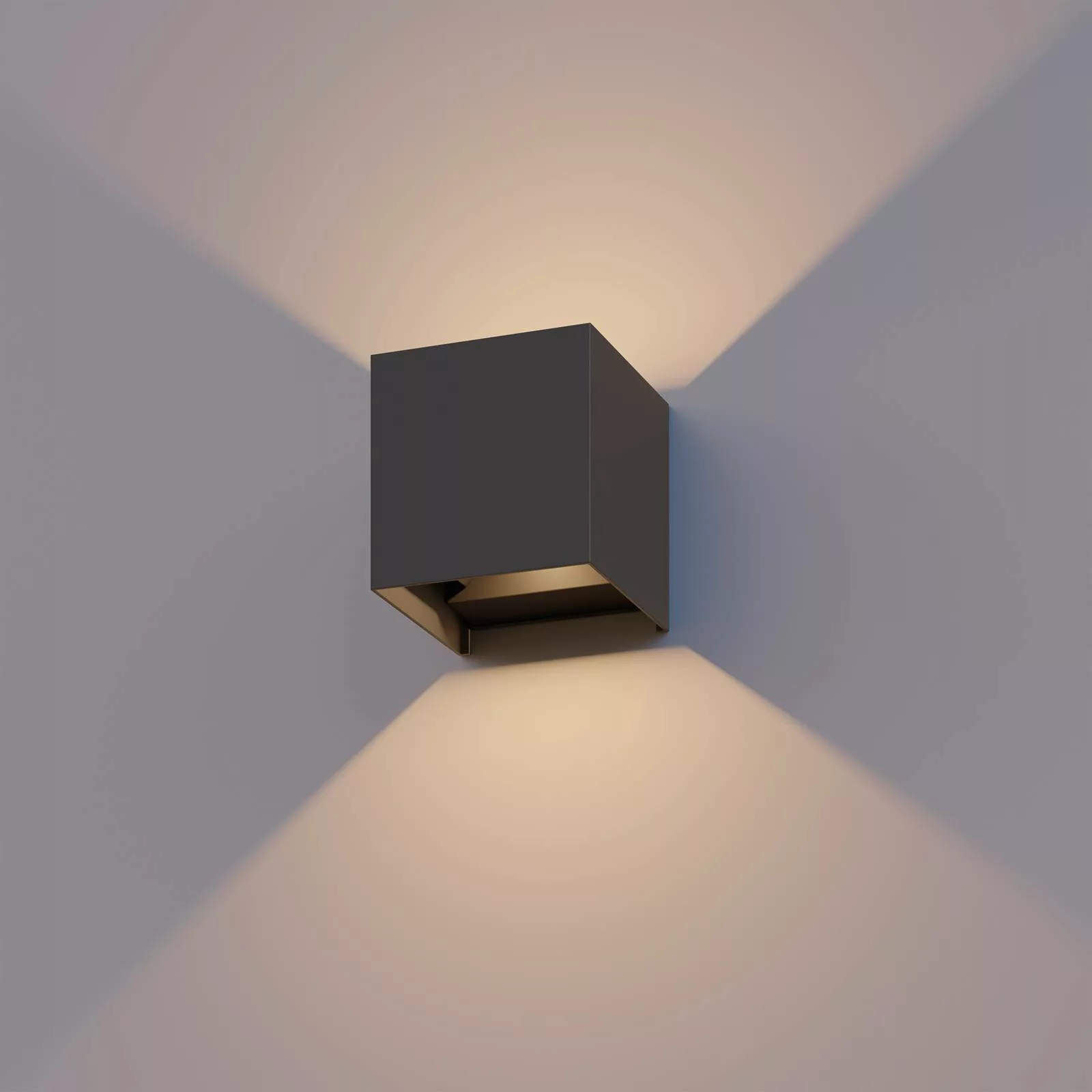 Calex LED-Außenwandlampe Cube, up/down, Höhe 10cm, anthrazit günstig online kaufen