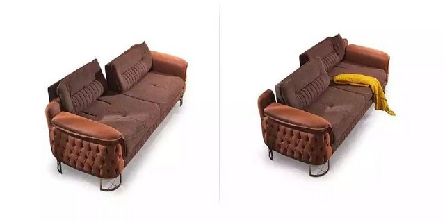 Xlmoebel 3-Sitzer Hochwertiges braunes Chesterfield-Sofa für drei Personen, günstig online kaufen