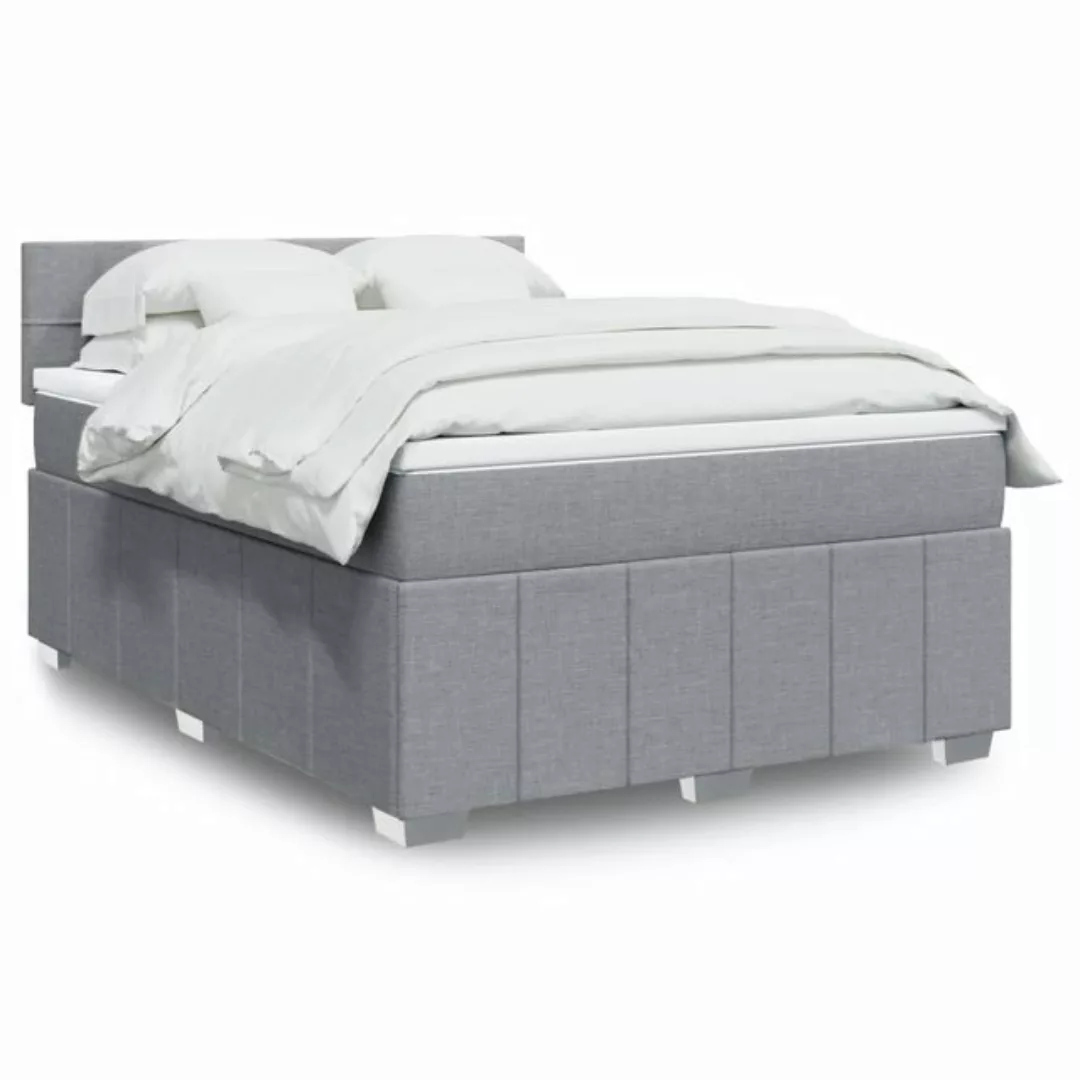 vidaXL Boxspringbett, Boxspringbett mit Matratze Hellgrau 140x190 cm Stoff günstig online kaufen