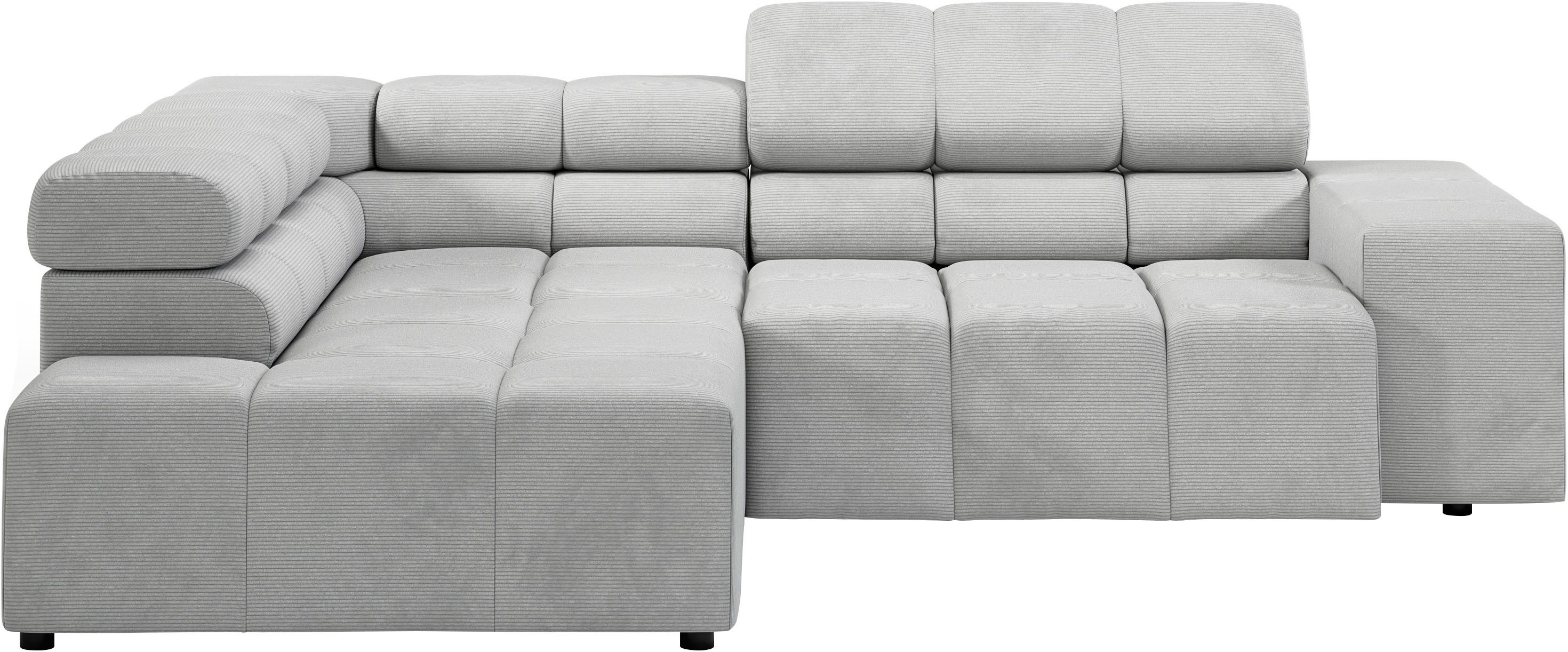 INOSIGN Ecksofa "Ancona, incl. Kopfteilverstellung + 3 Zierkissen, L-Form, günstig online kaufen