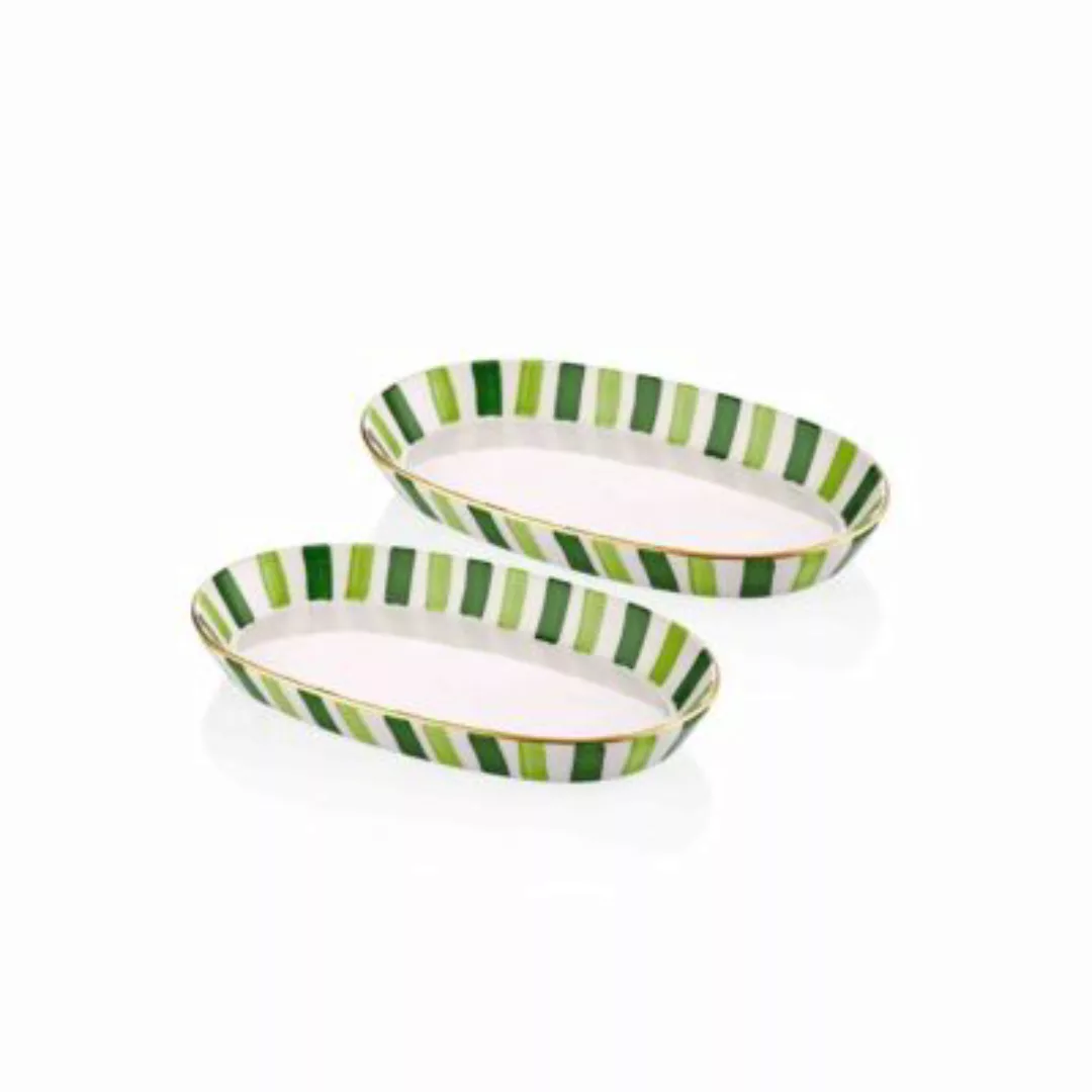 THE MIA Fez ovaler Servierteller 2-tlg. Set 17 x 30 x 4 cm grün günstig online kaufen