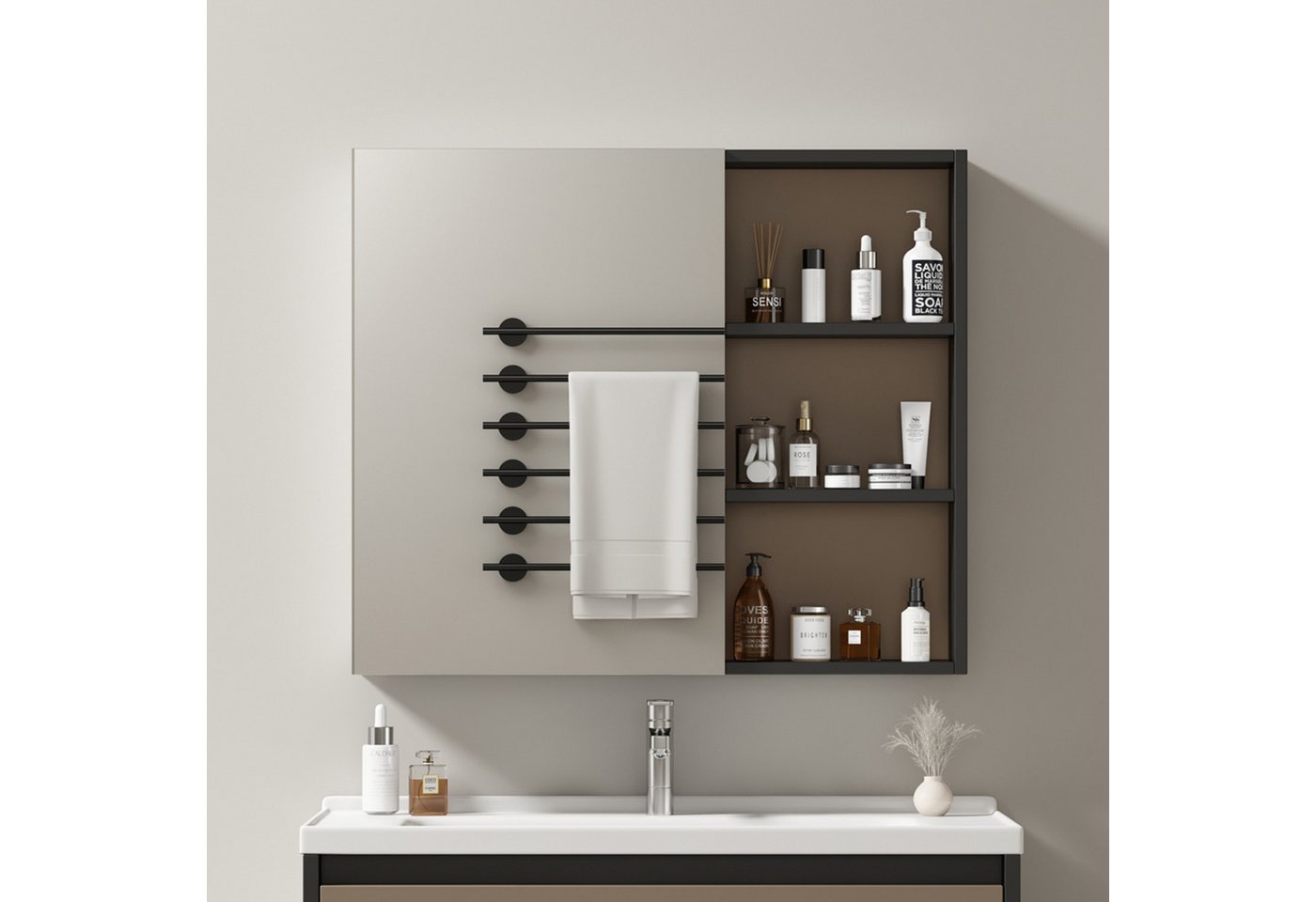 OKWISH Badezimmerspiegelschrank Spiegelschrank,Badmöbel (Badschrank,Badspie günstig online kaufen