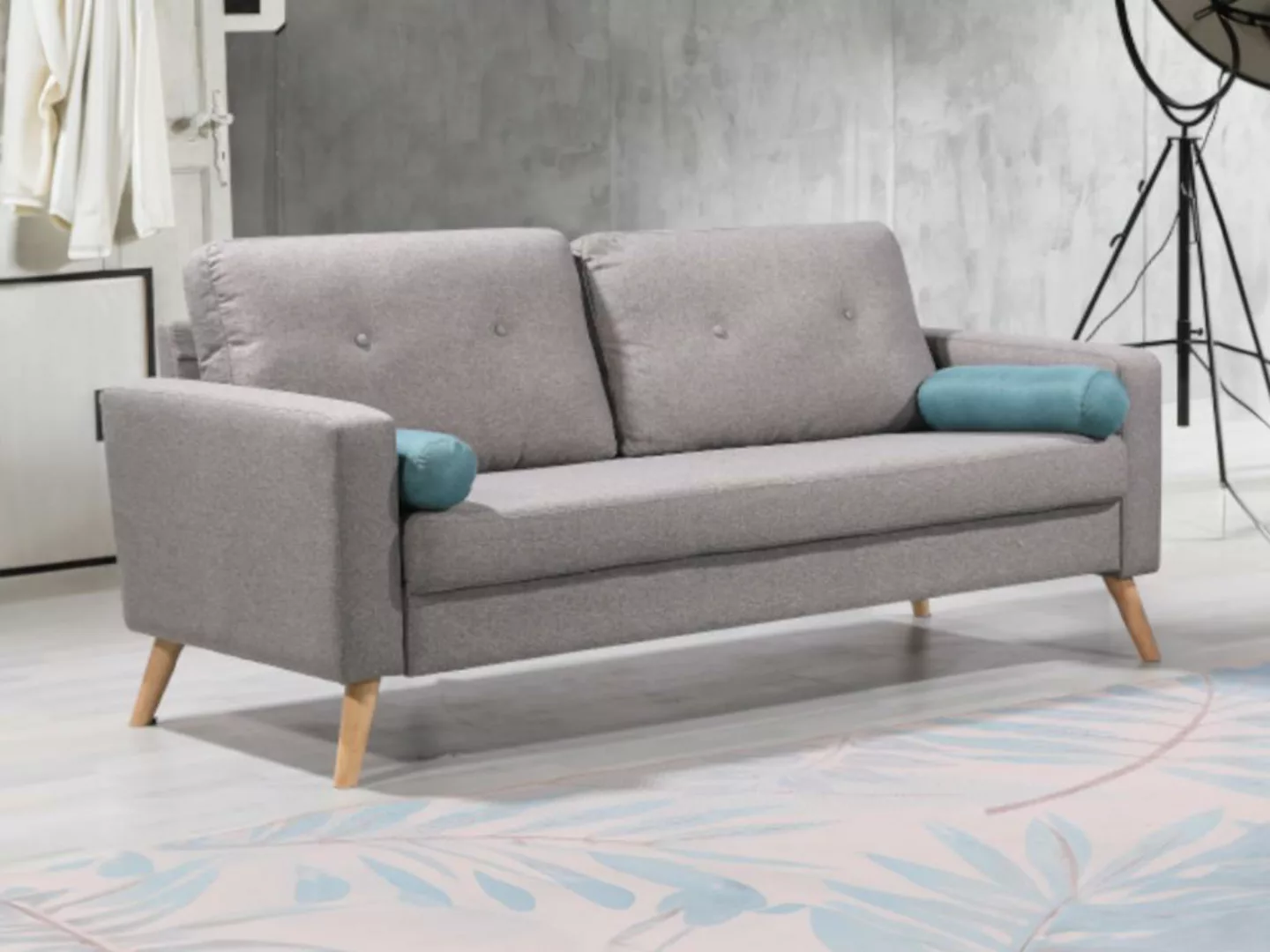 Sofa 3-Sitzer - Stoff - Grau - TATUM günstig online kaufen