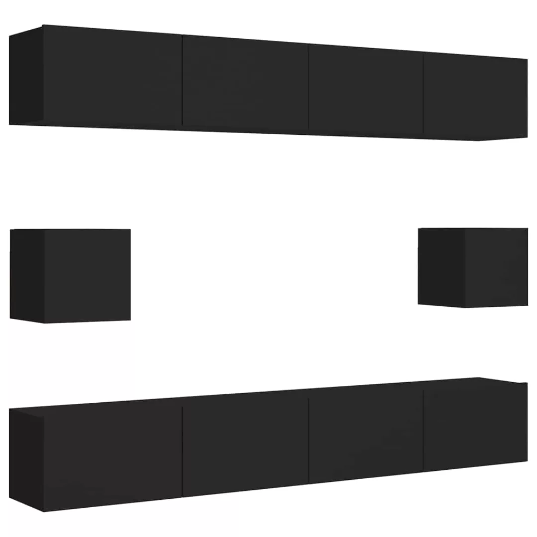 vidaXL Kleiderschrank 6-tlg TV-Schrank-Set Schwarz Spanplatte TV-Konsole fü günstig online kaufen