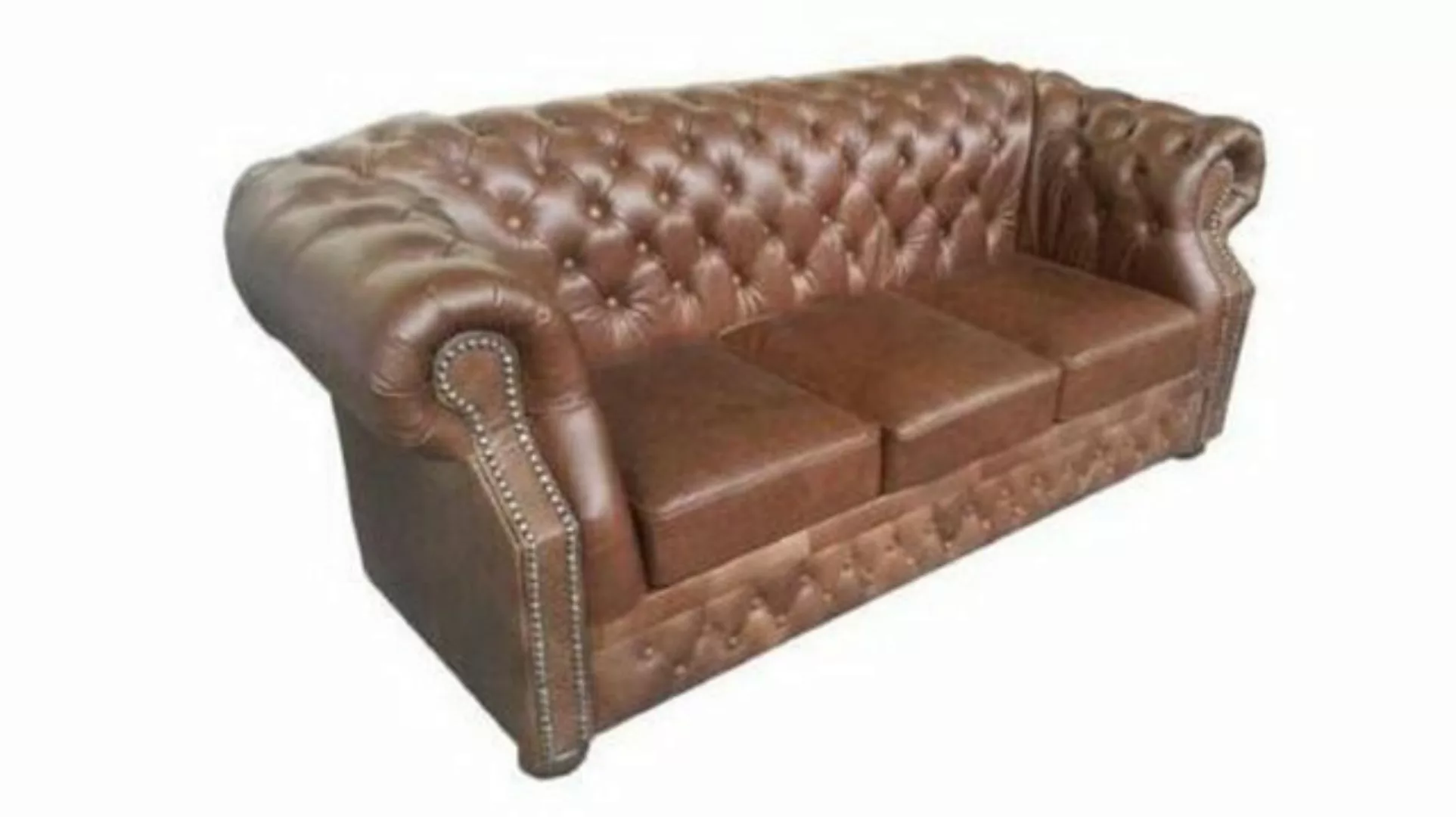 JVmoebel 3-Sitzer Chesterfield Vintage 100% Leder Couch Polster Ledersofa S günstig online kaufen