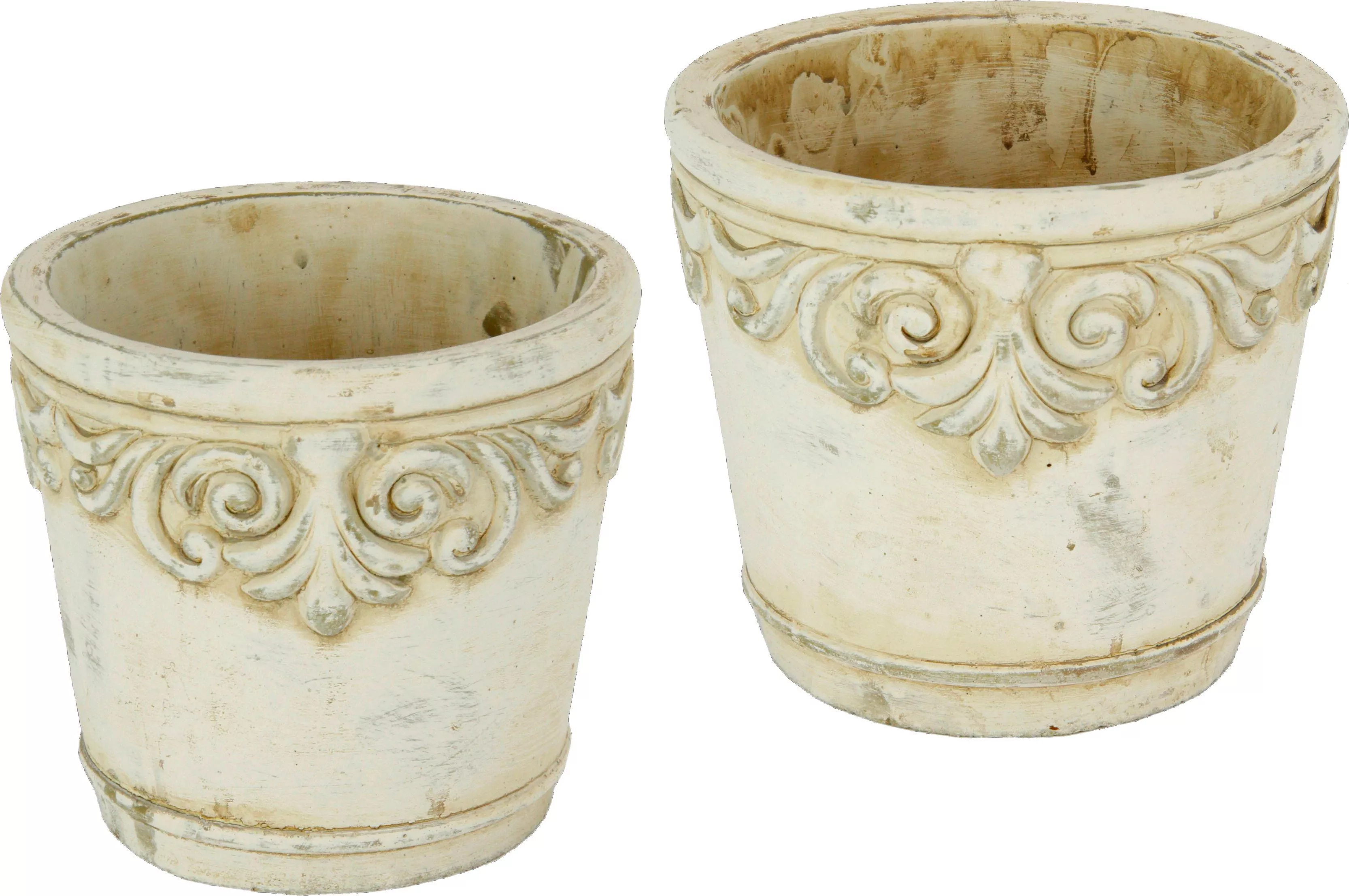Home affaire Übertopf, (Set, 2 St.), Keramikübertopf mit Ornamenten, Vase günstig online kaufen