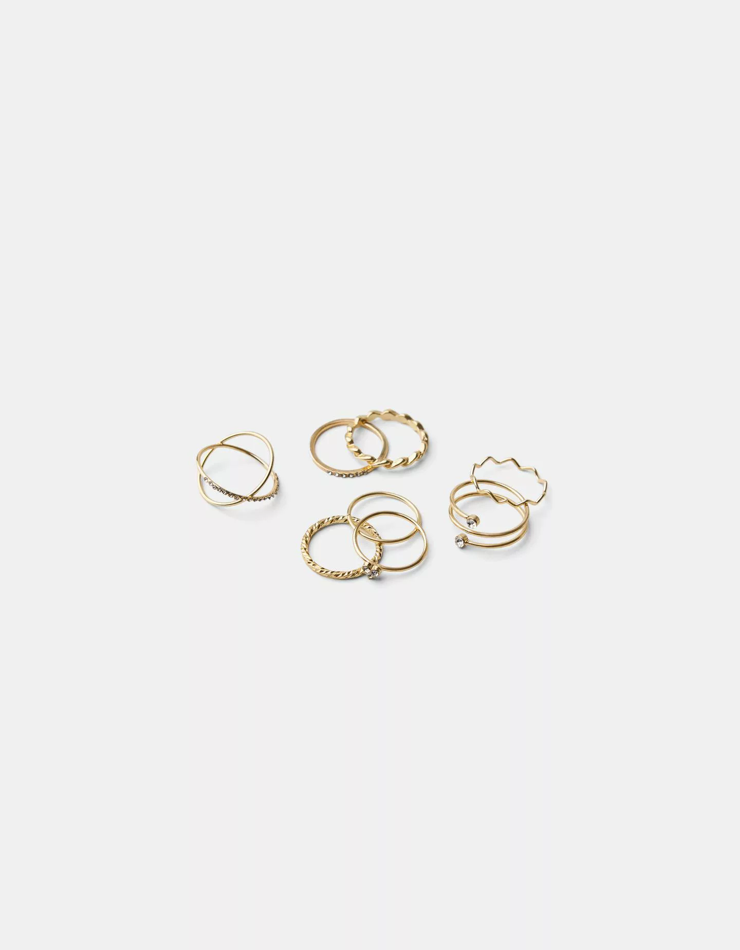 Bershka 9er-Pack Ringe Glitzer Damen M Gold günstig online kaufen