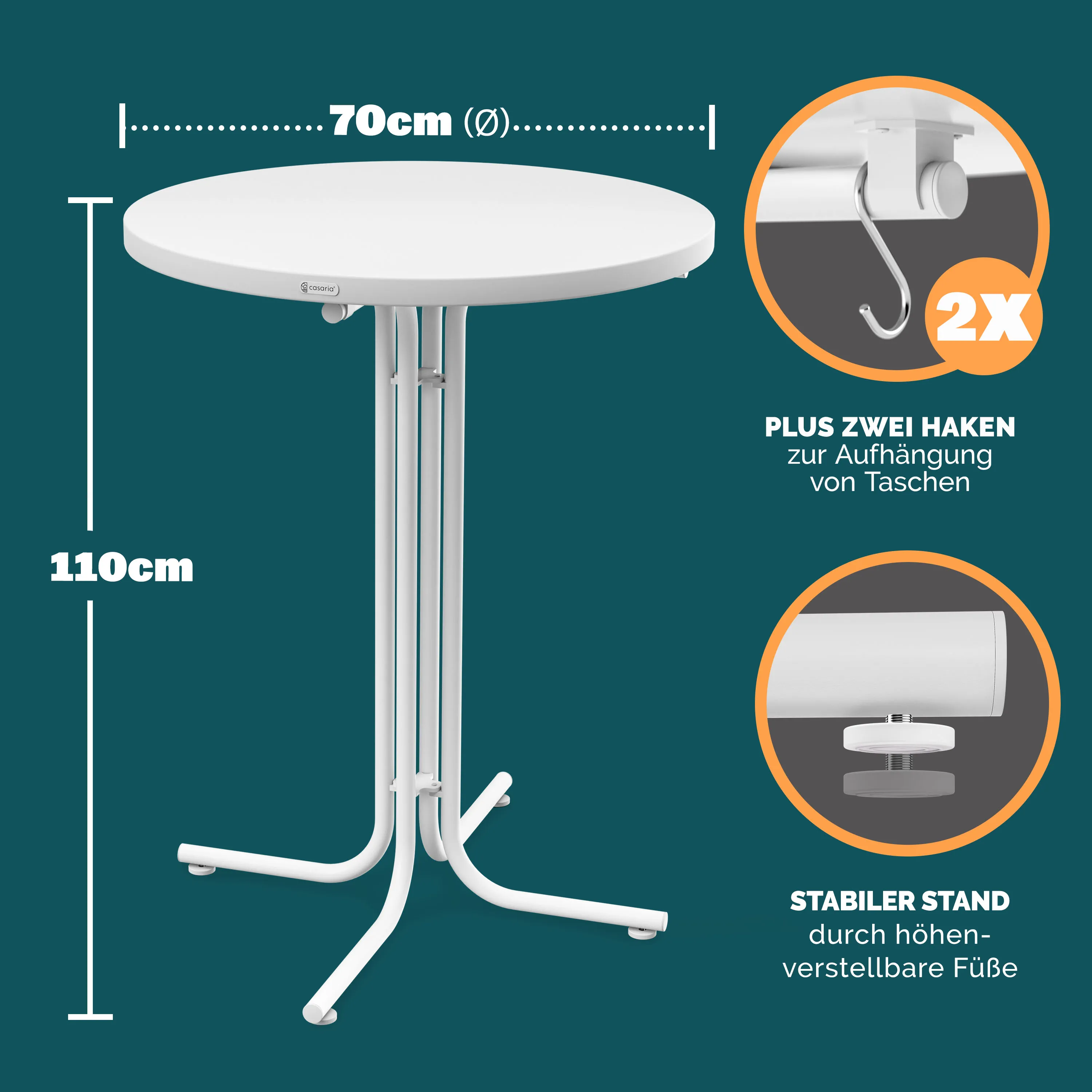 Stehtisch Weiß 110x70cm + Stehtischhusse Weiß Ø70cm günstig online kaufen