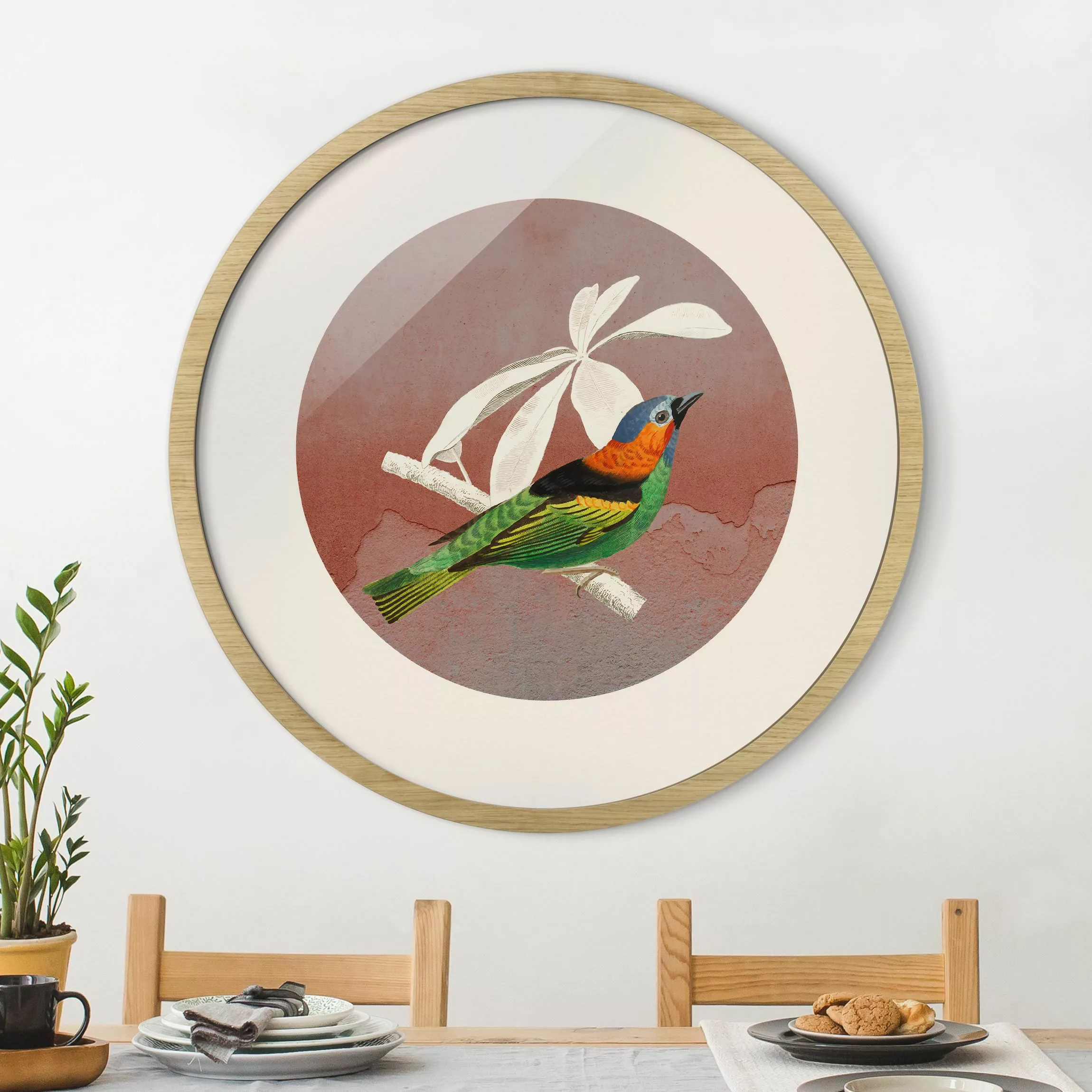 Rundes Gerahmtes Bild Vogel Collage im Kreis II günstig online kaufen