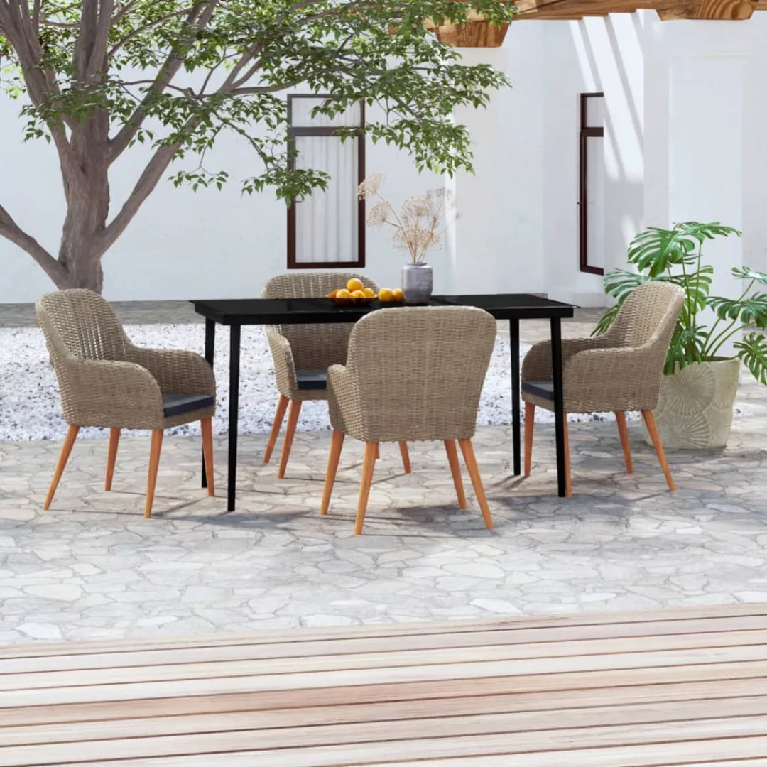 Vidaxl 5-tlg. Garten-essgruppe Mit Auflagen Braun günstig online kaufen