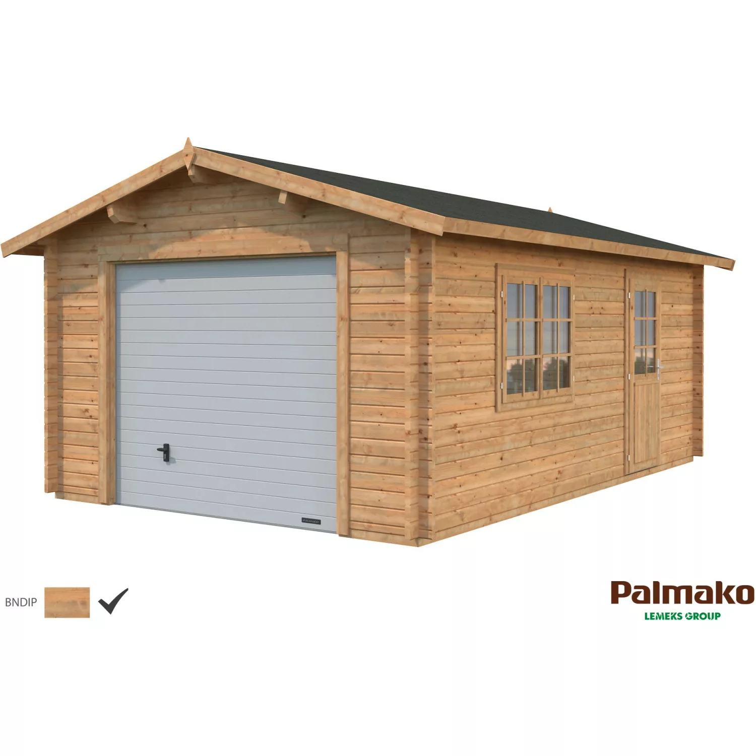 Palmako Holzgarage Roger mit Sektionaltor Braun tauchgrundiert 360 cm x 550 günstig online kaufen