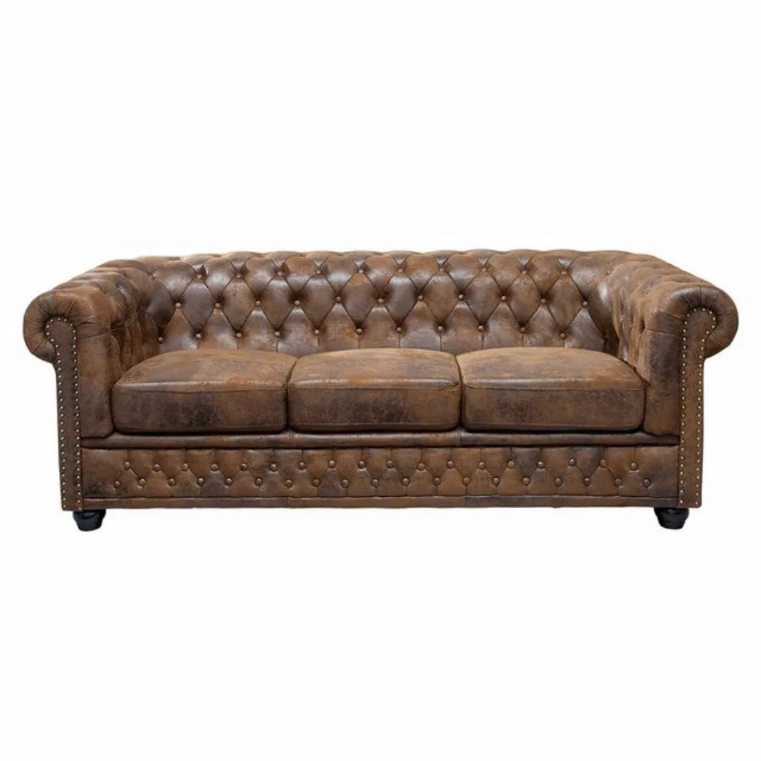 riess-ambiente 3-Sitzer CHESTERFIELD 205cm antik braun, Einzelartikel 1 Tei günstig online kaufen