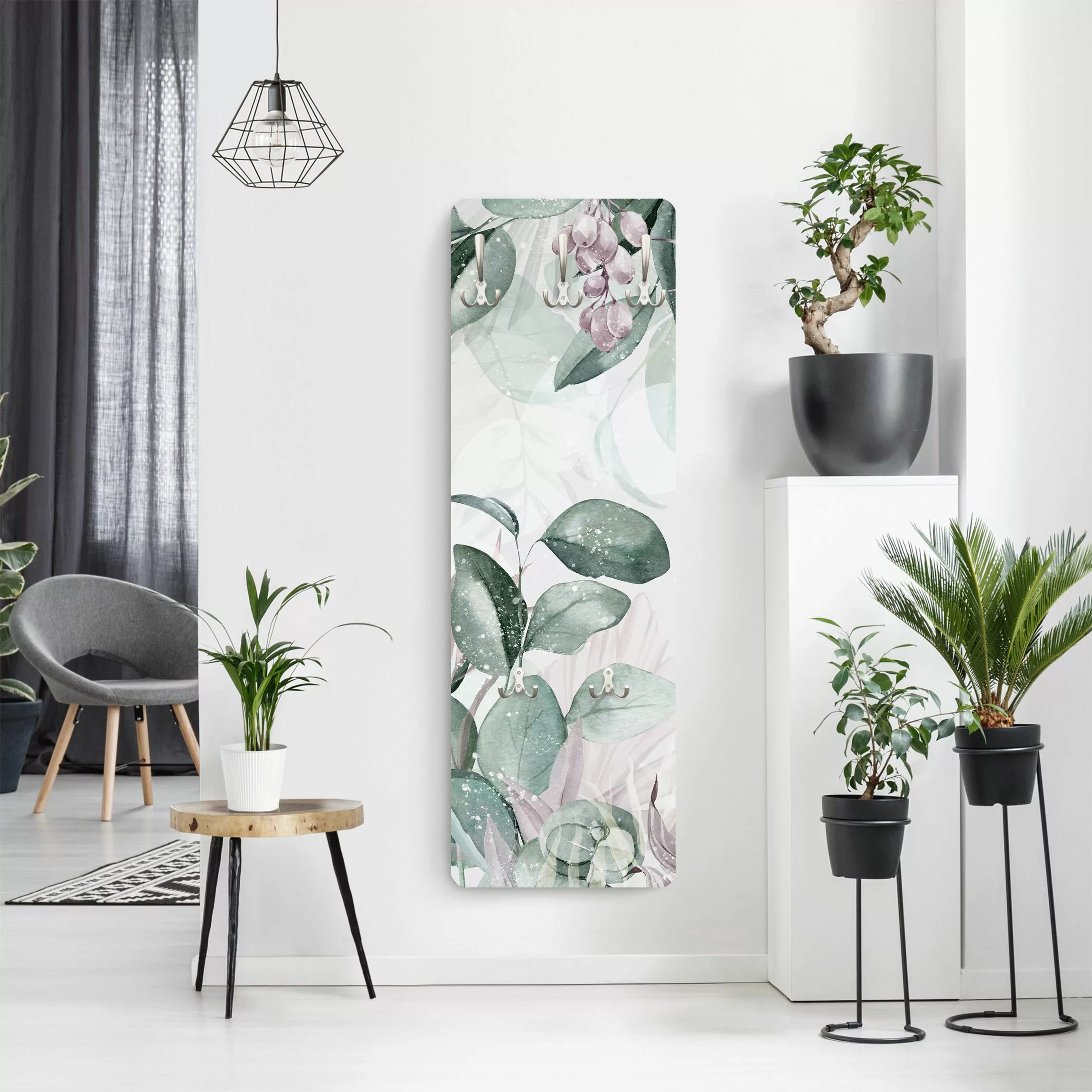 Wandgarderobe Botanik in Pastell Grün & Rosa günstig online kaufen