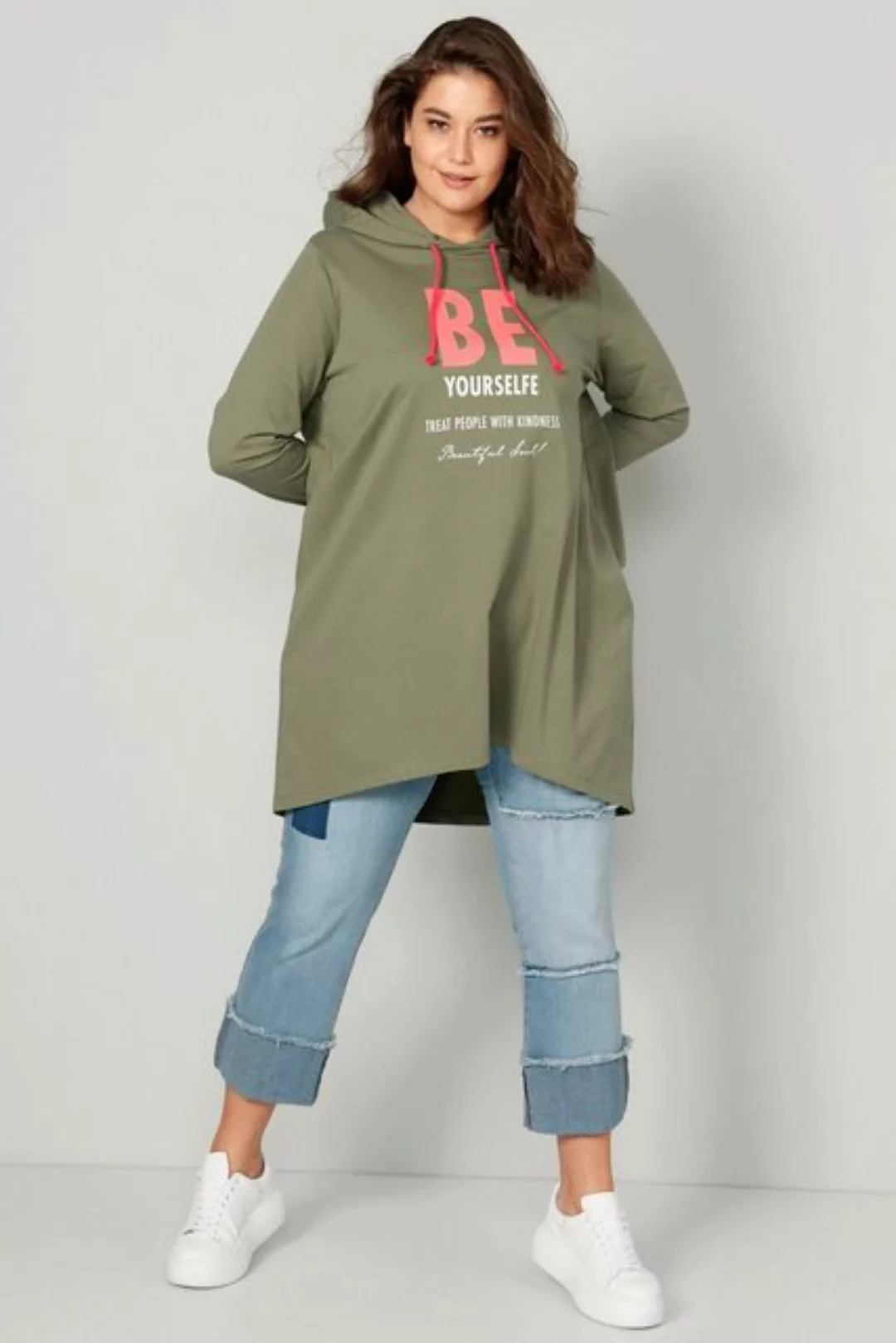 Angel of Style Sweatshirt Long-Hoodie oversized Kapuzensweater Schriftzug günstig online kaufen