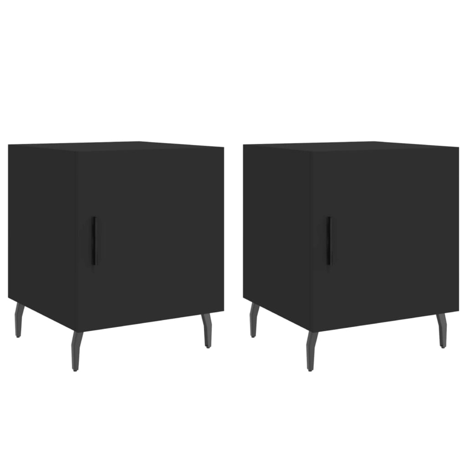 vidaXL Nachttische 2 Stk Schwarz 40x40x50 cm Holzwerkstoff Modell 2 günstig online kaufen